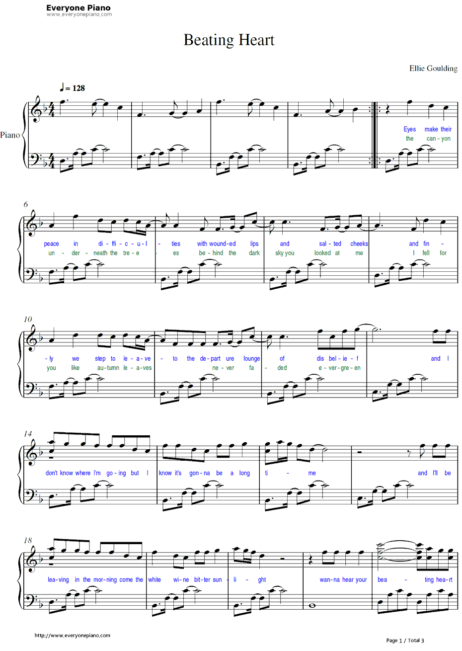 Beating Heart钢琴谱-EllieGoulding-分歧者OST1