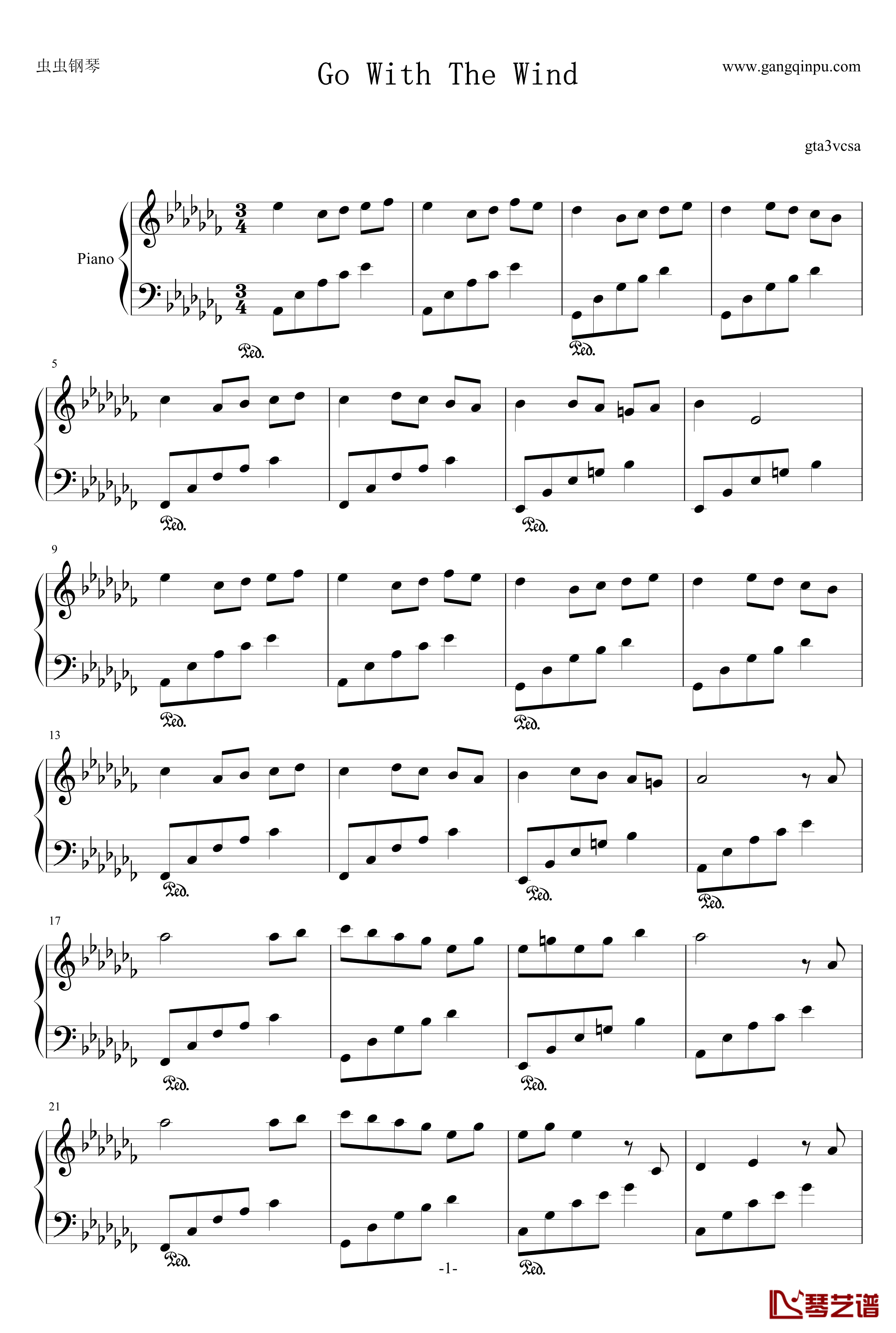 Go With The Wind钢琴谱-gta3vcsa1