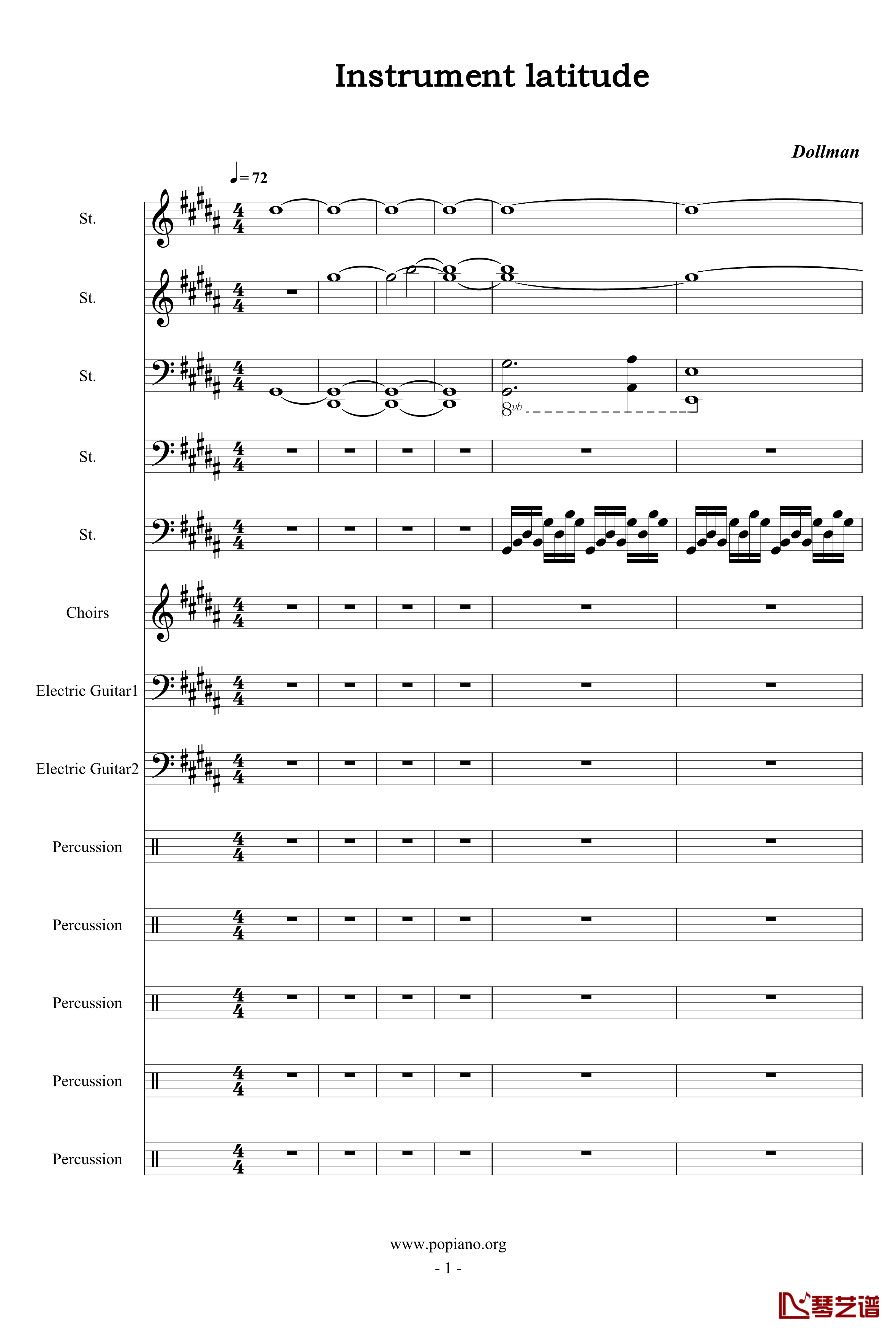 Instrument latitude钢琴谱-Dollman1