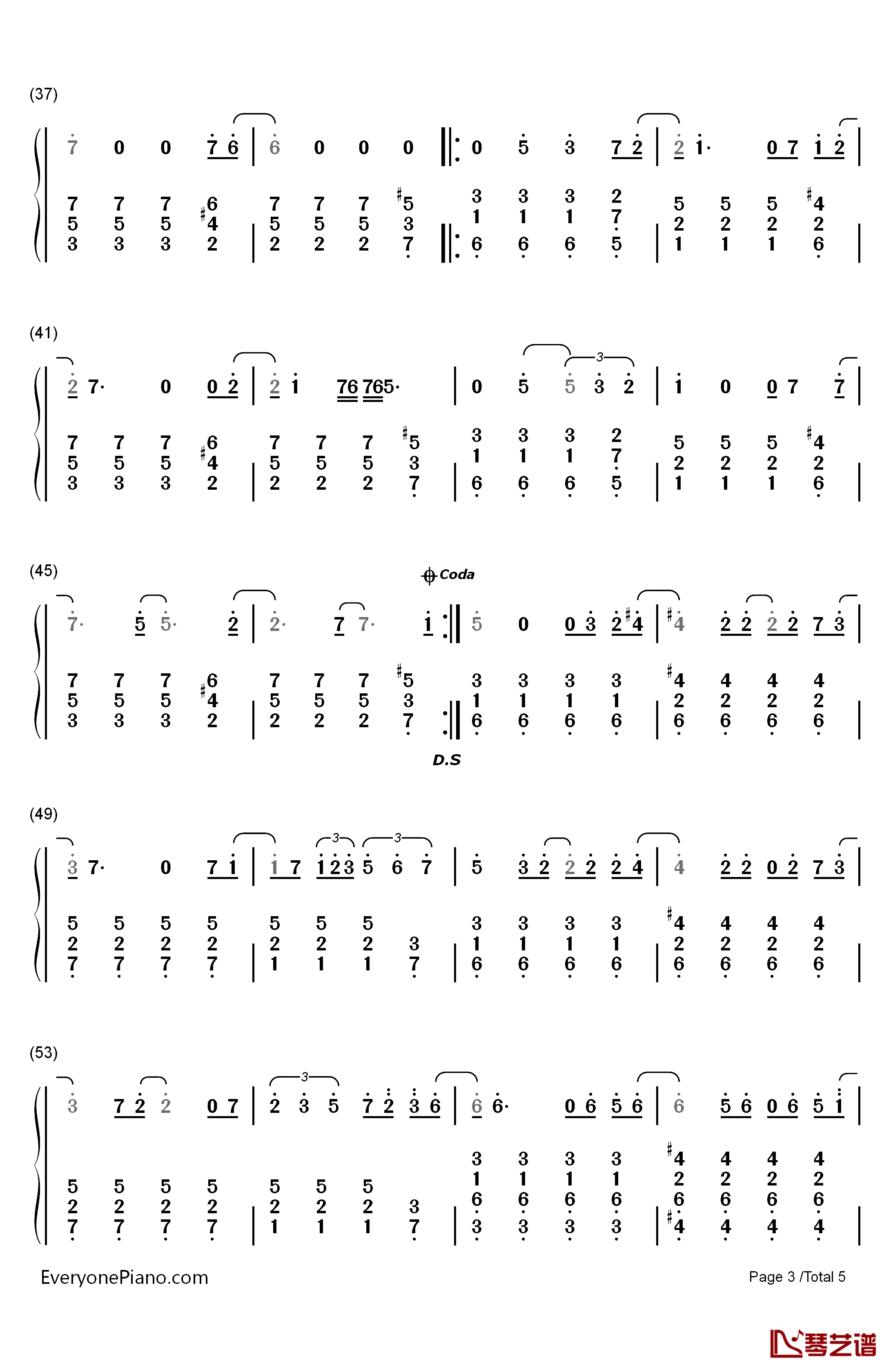 Love Song钢琴简谱-数字双手-Sara Bareilles3