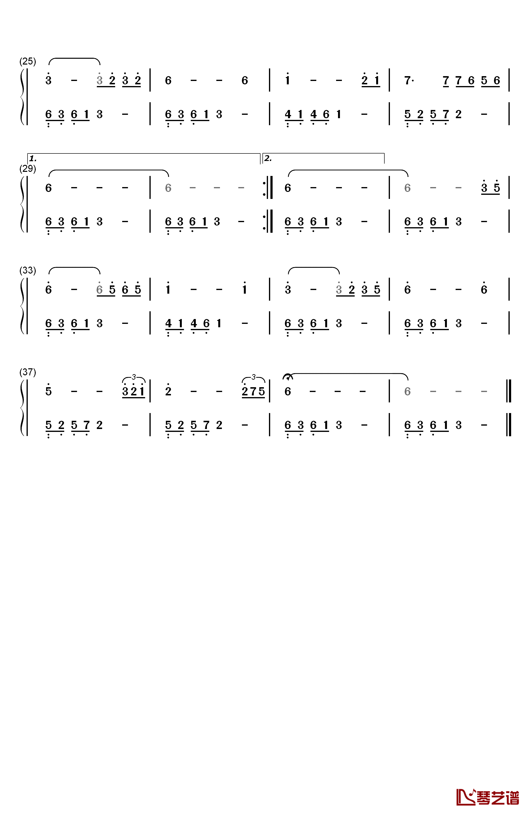 三月里的小雨钢琴简谱-数字双手-刘文正2