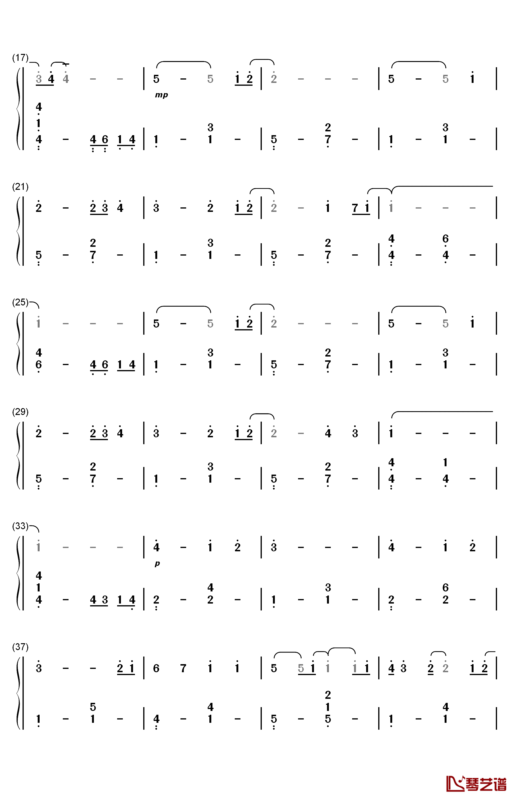 小小的手心简单版钢琴简谱-数字双手-麻枝准2