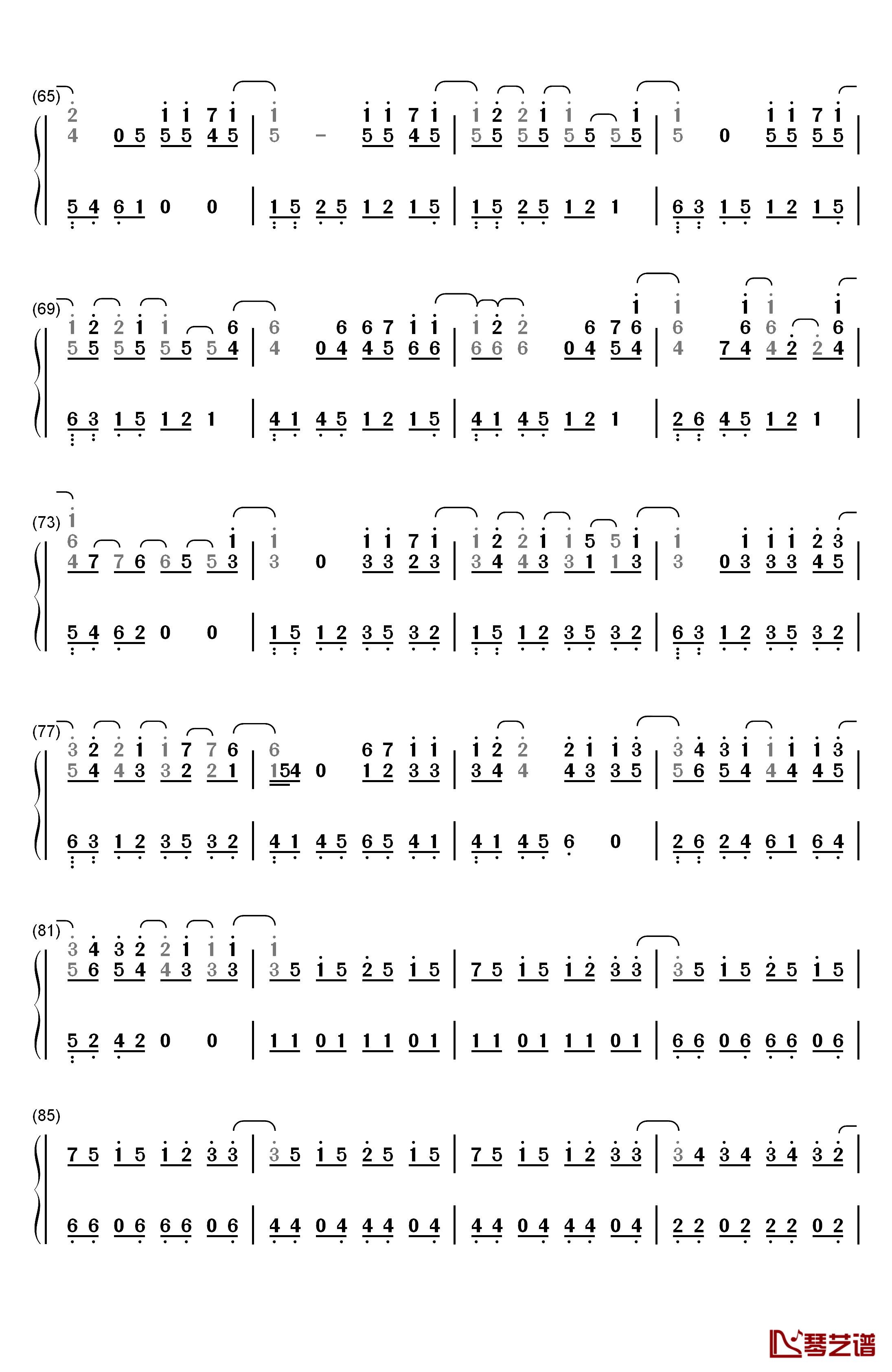 彼得潘钢琴简谱-数字双手-EXO4