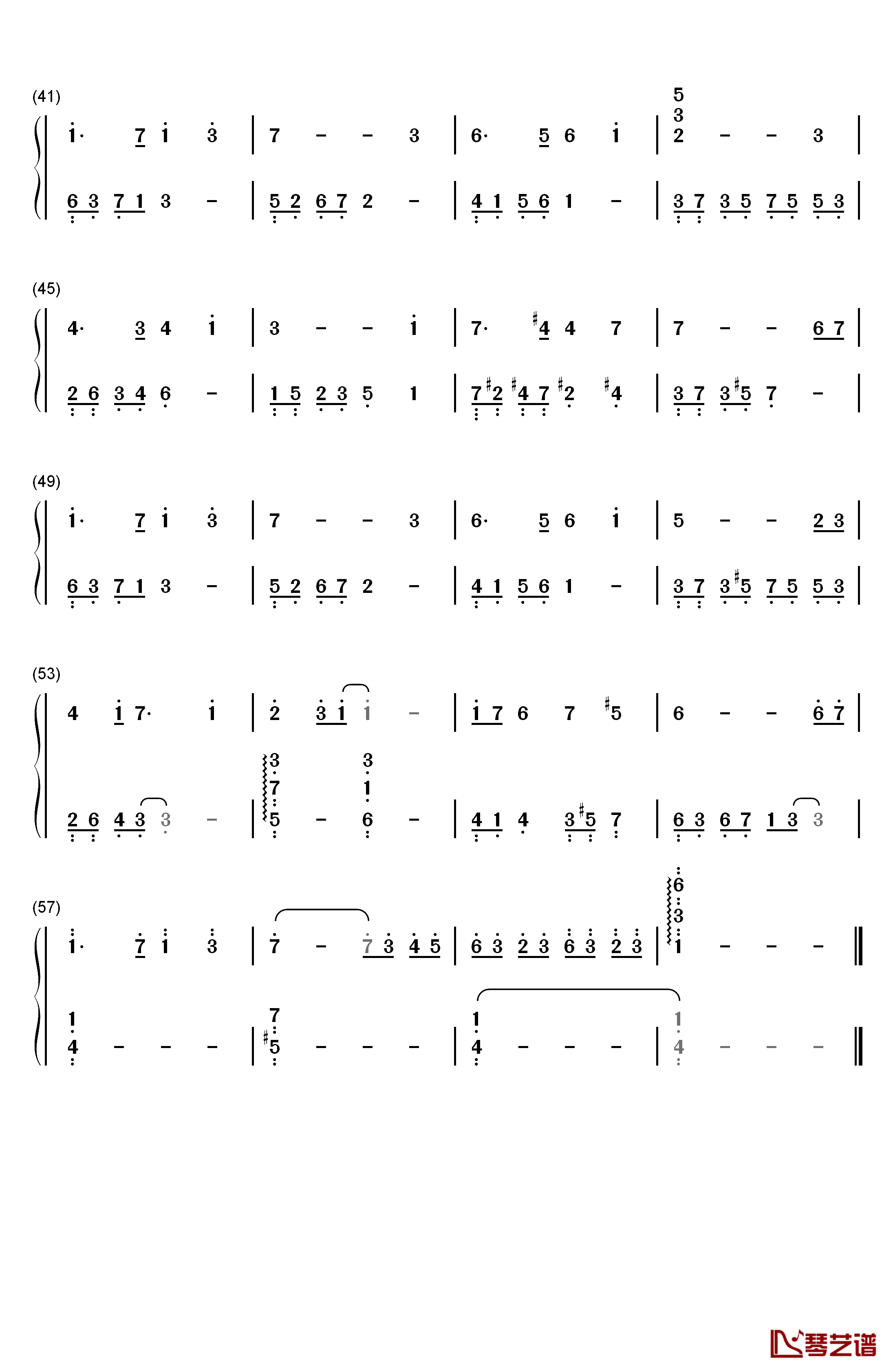 伴随着你钢琴简谱-数字双手-久石让3