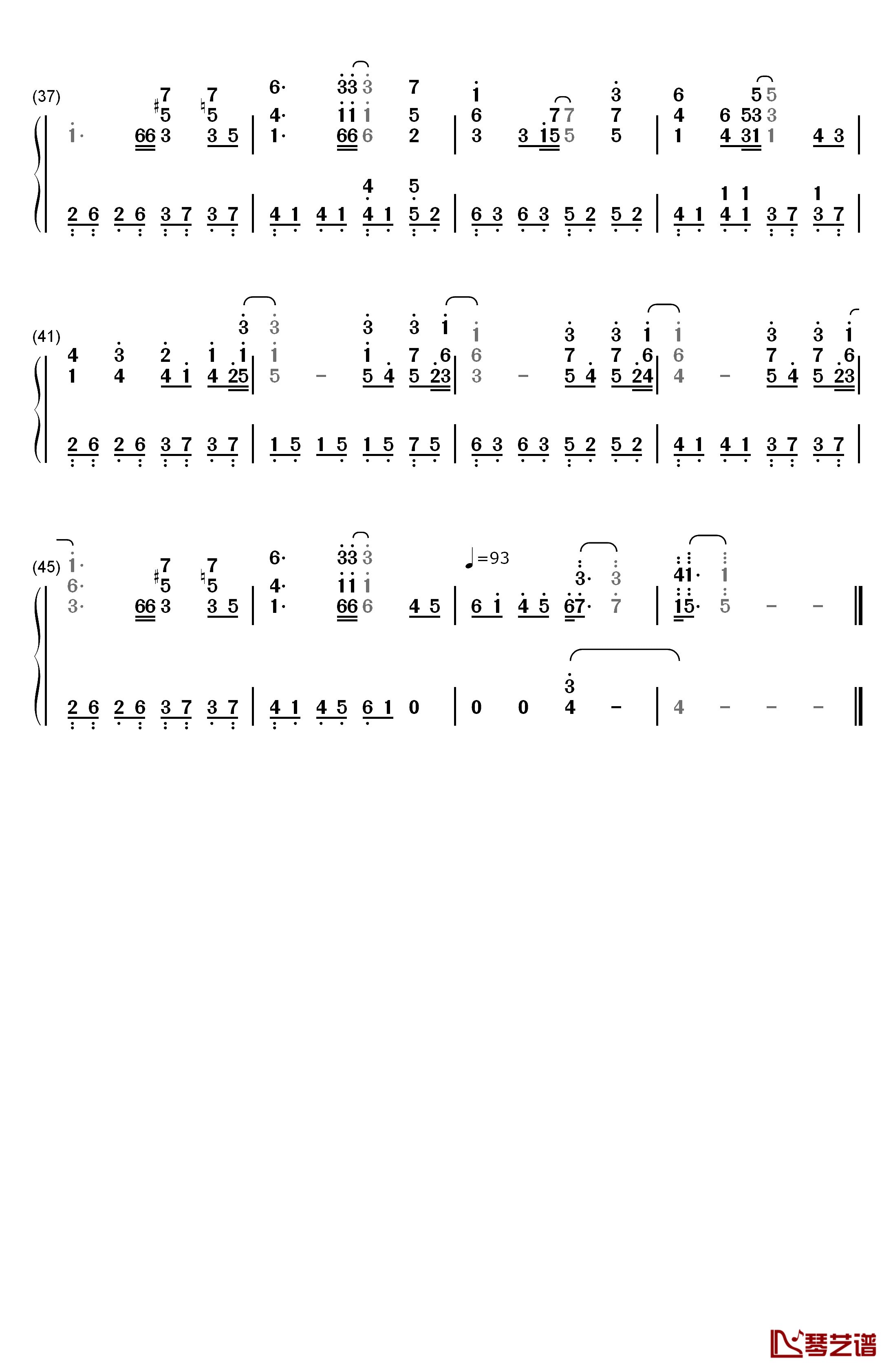 Reason钢琴简谱-数字双手-玉置成实3