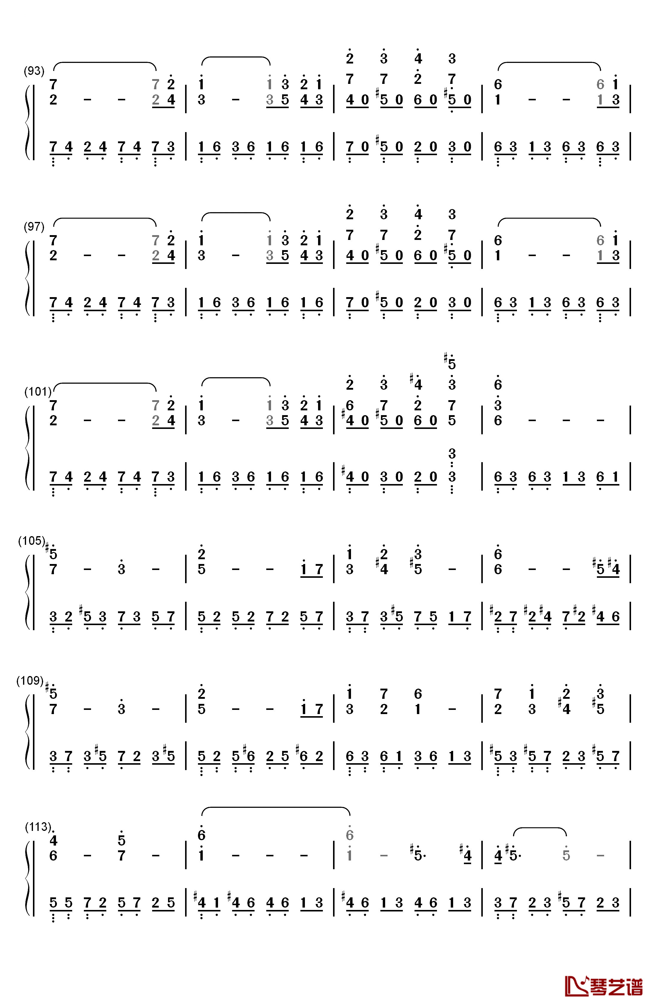 胡桃夹子钢琴简谱-数字双手-张碧晨5