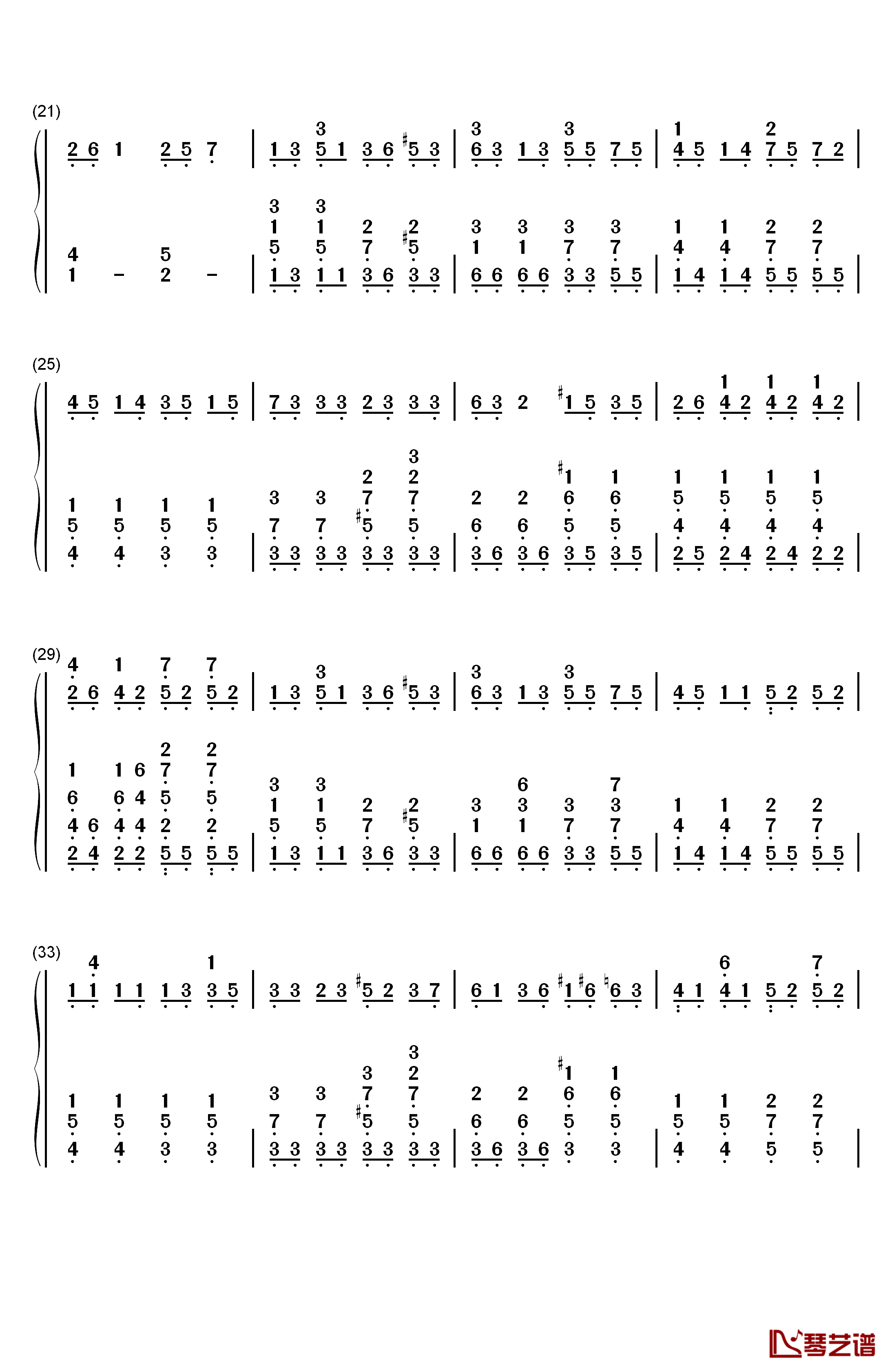 可惜我是水瓶座钢琴简谱-数字双手-杨千嬅2