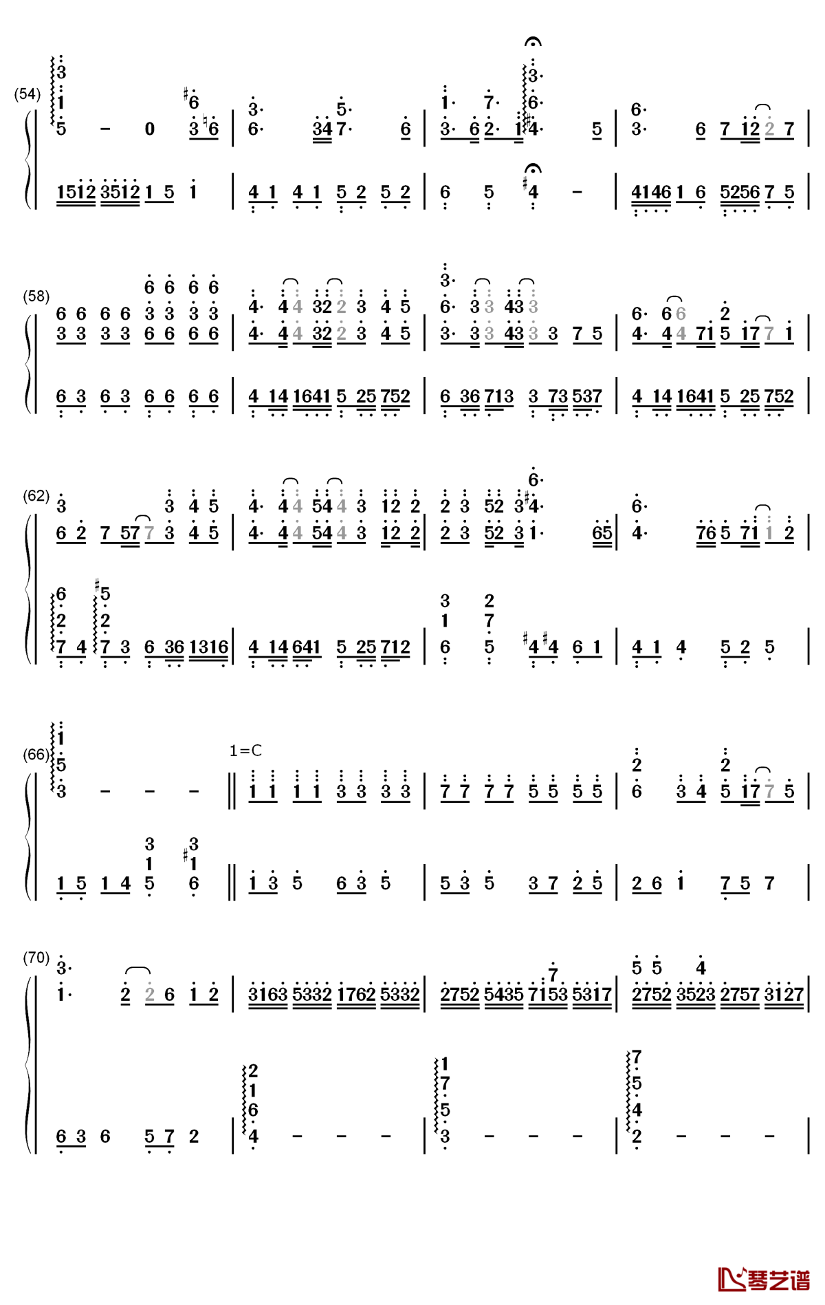 没有头绪钢琴简谱-数字双手-初学者4