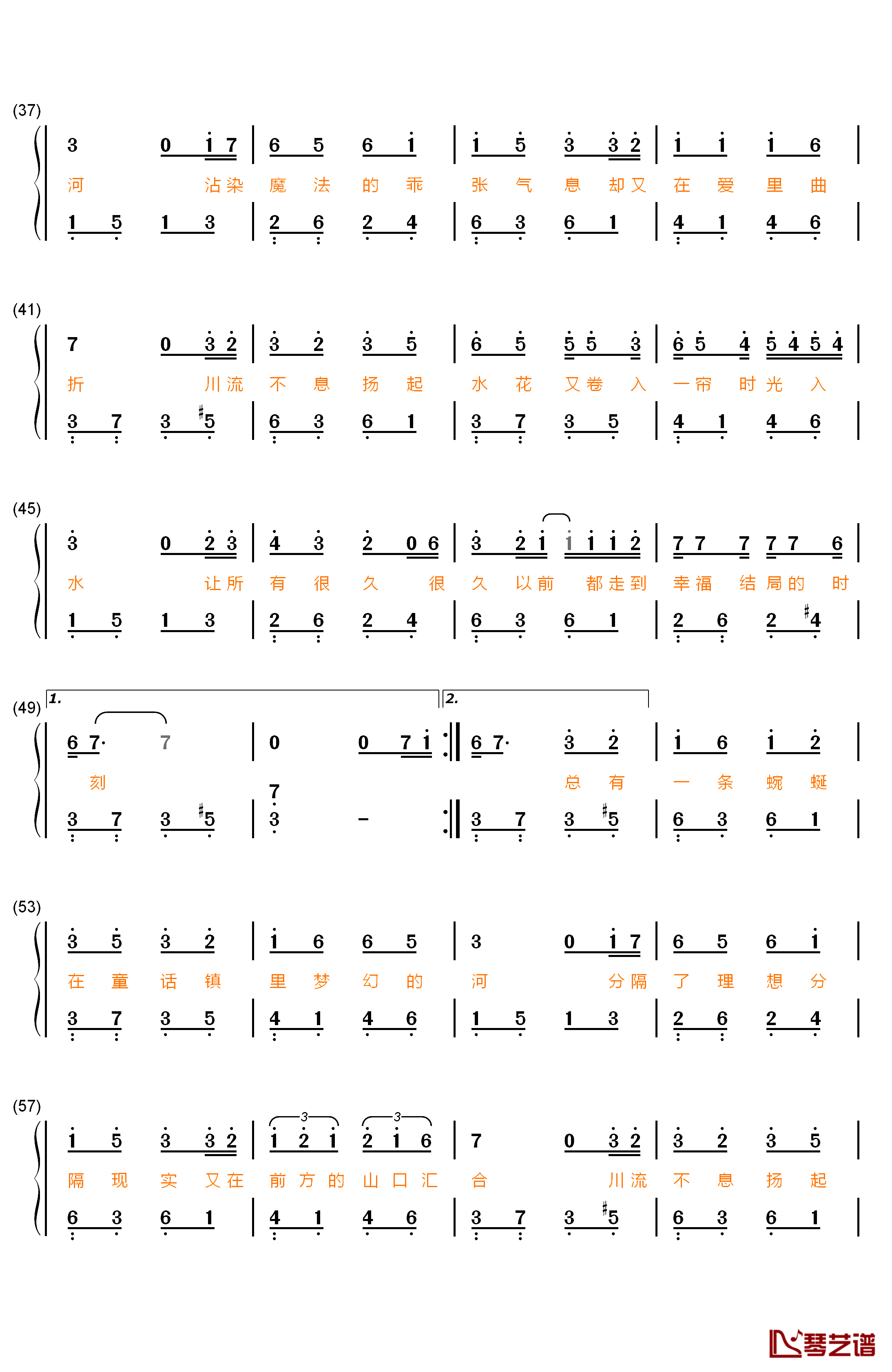 童话镇钢琴简谱-数字双手-陈一发儿3