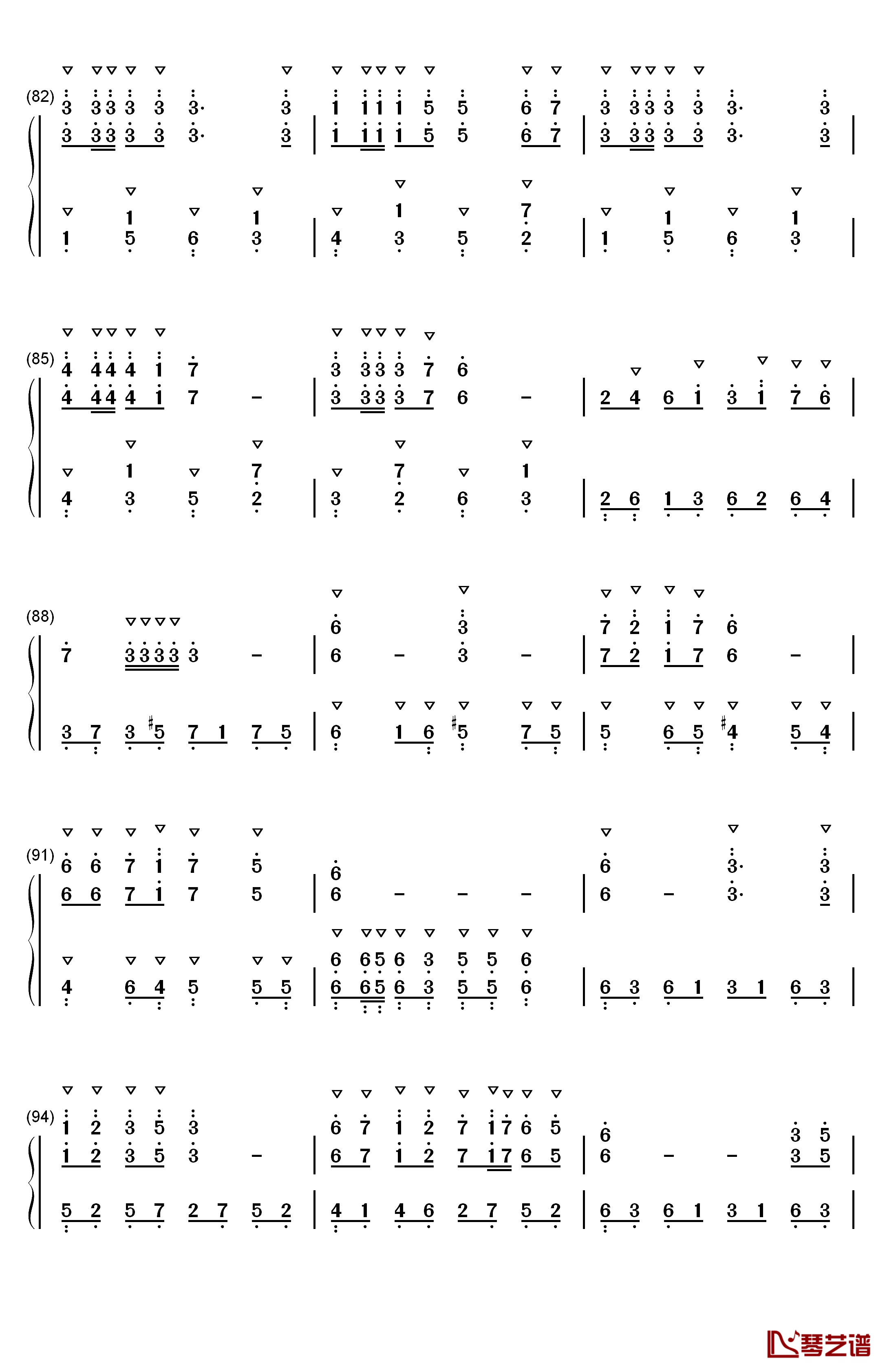 欢沁钢琴简谱-数字双手-林海6