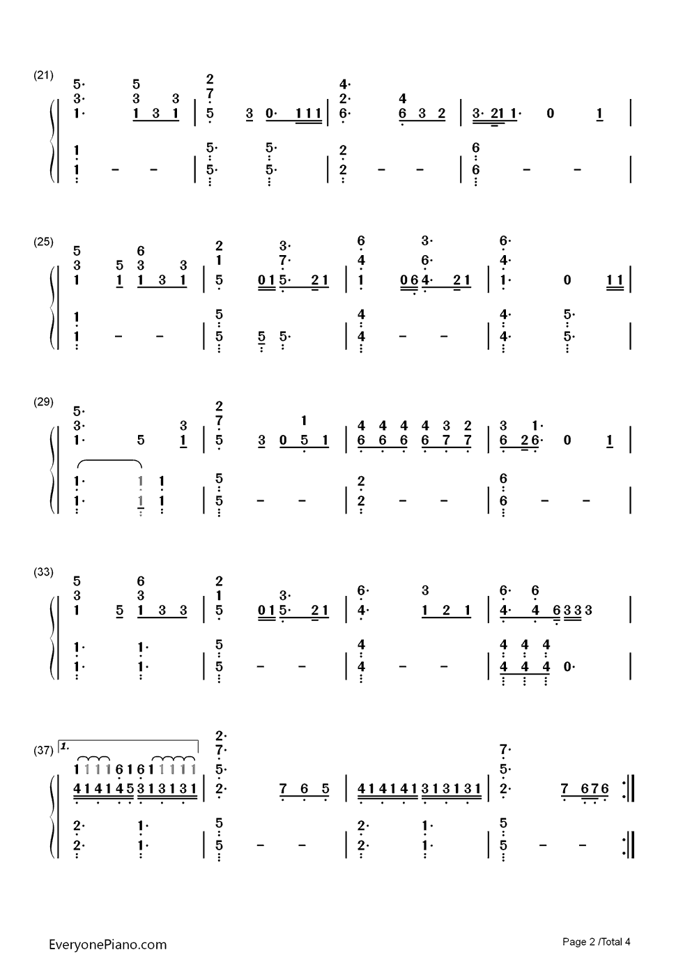 Remedy钢琴简谱-数字双手-Adele2