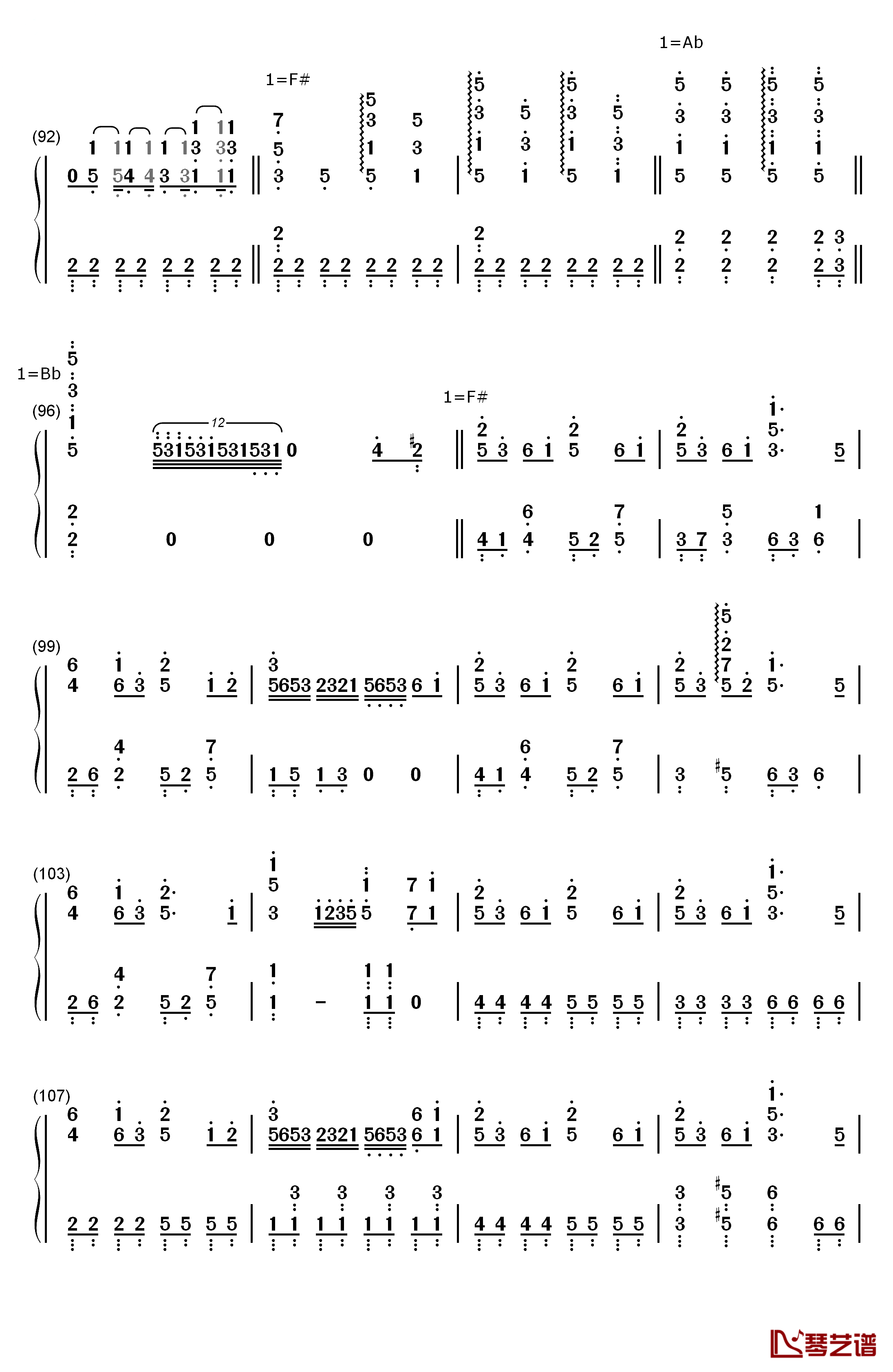 白金迪斯科钢琴简谱-数字双手-井口裕香6