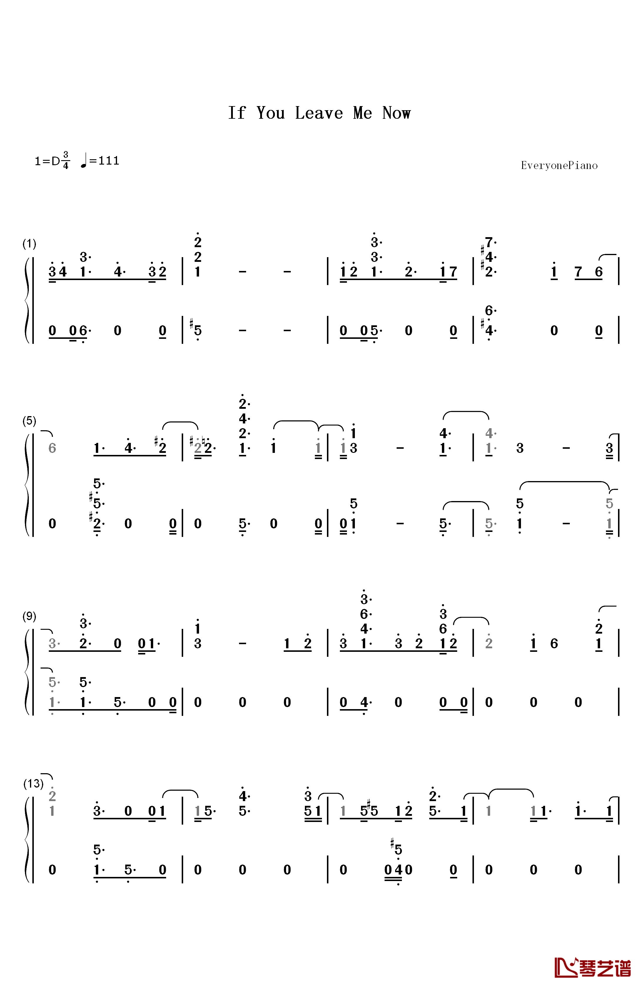 If You Leave Me Now钢琴简谱-数字双手-Charlie Puth1