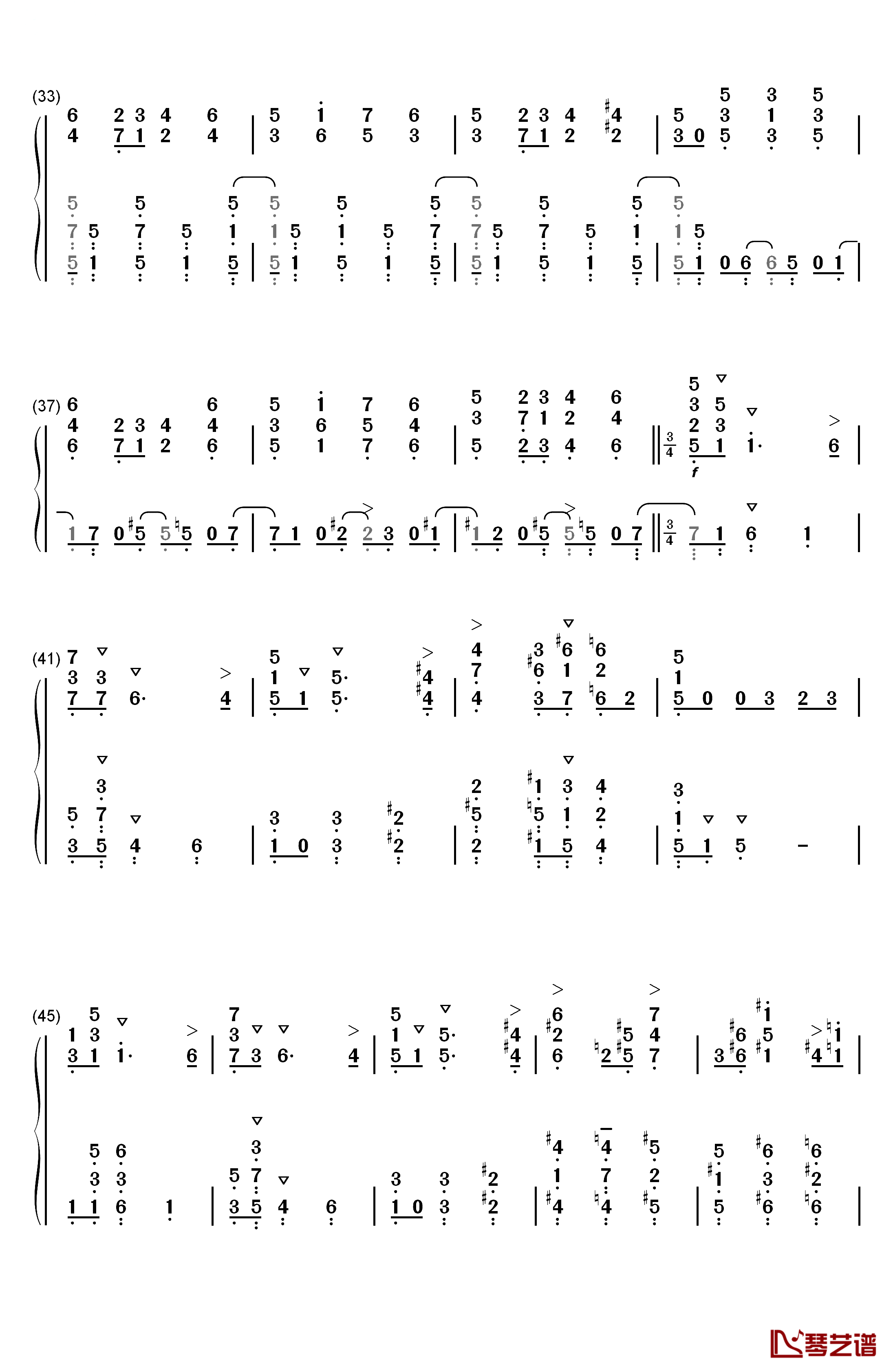 六月船歌钢琴简谱-数字双手-柴可夫斯基  Tchaikovsky3