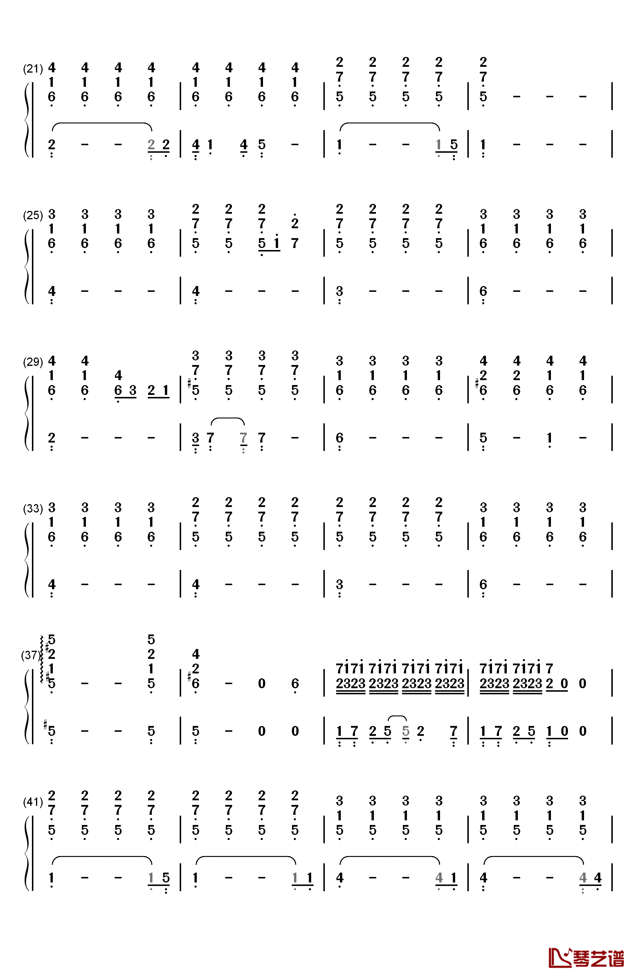 拿走了什么钢琴简谱-数字双手-A-Lin2