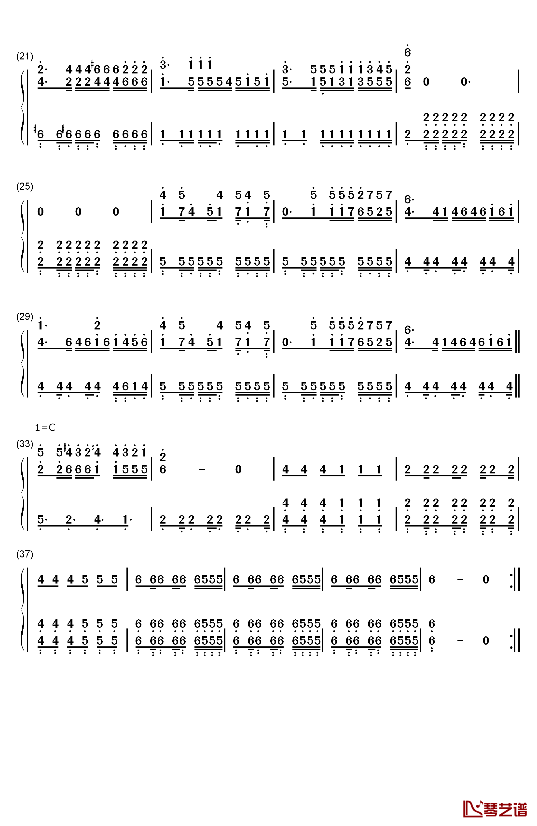 赤色要塞BGM钢琴简谱-数字双手-FC游戏《赤色要塞》2