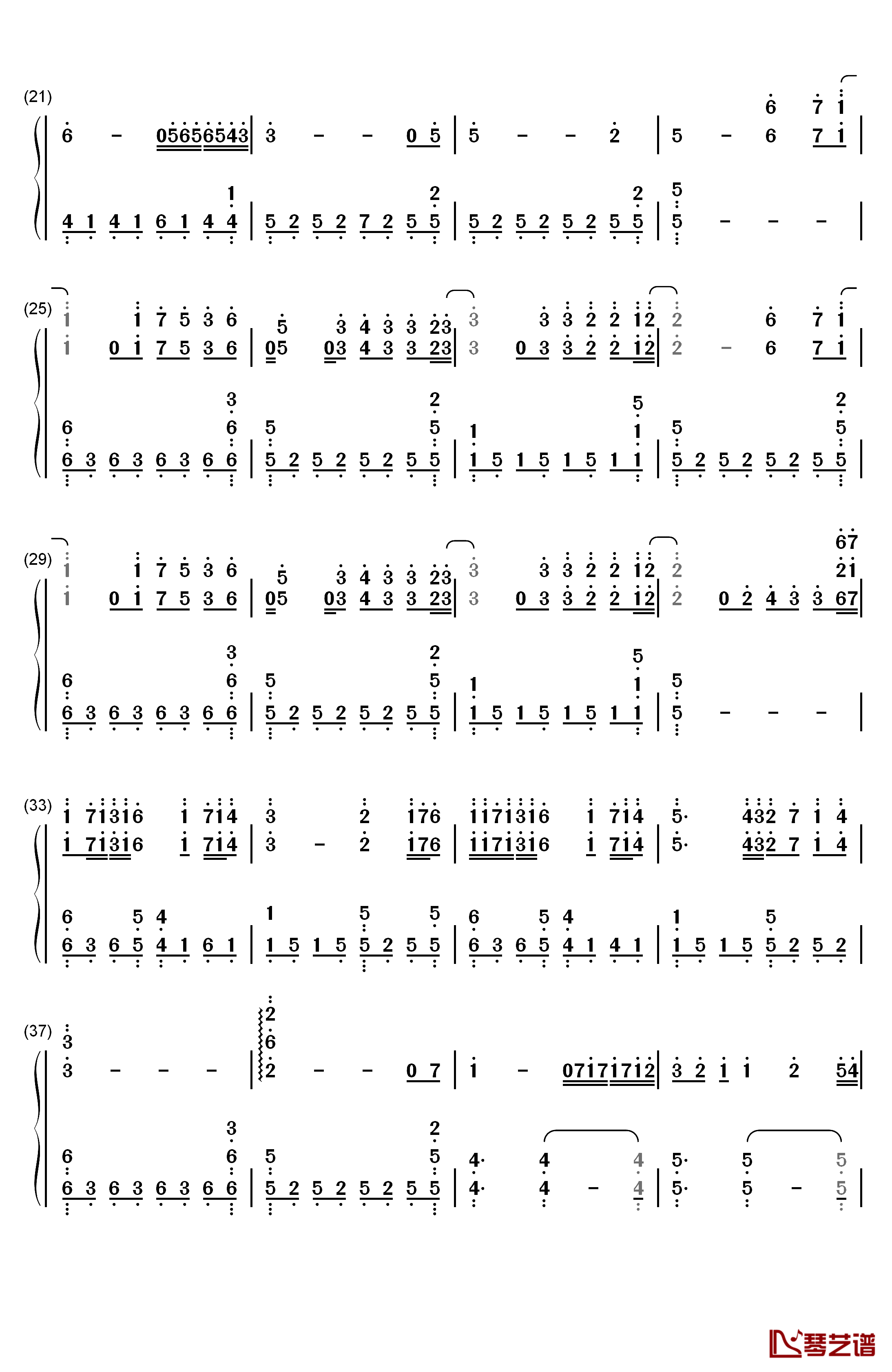 火影忍者钢琴简谱-数字双手-Rurutia  ルルティア2