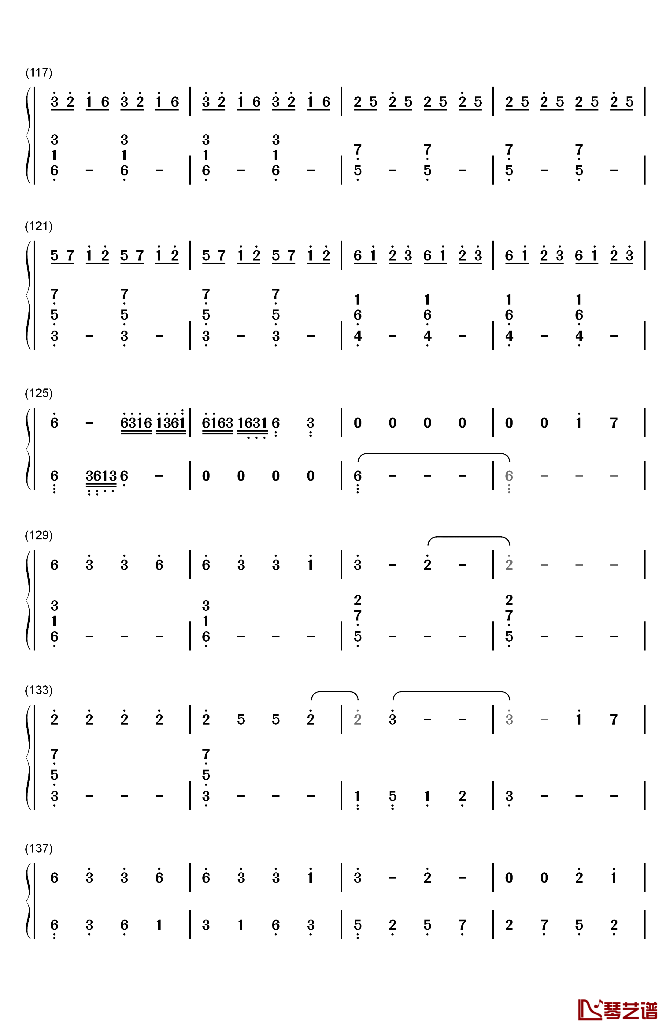 双世恋人钢琴简谱-数字双手-贺敬轩6