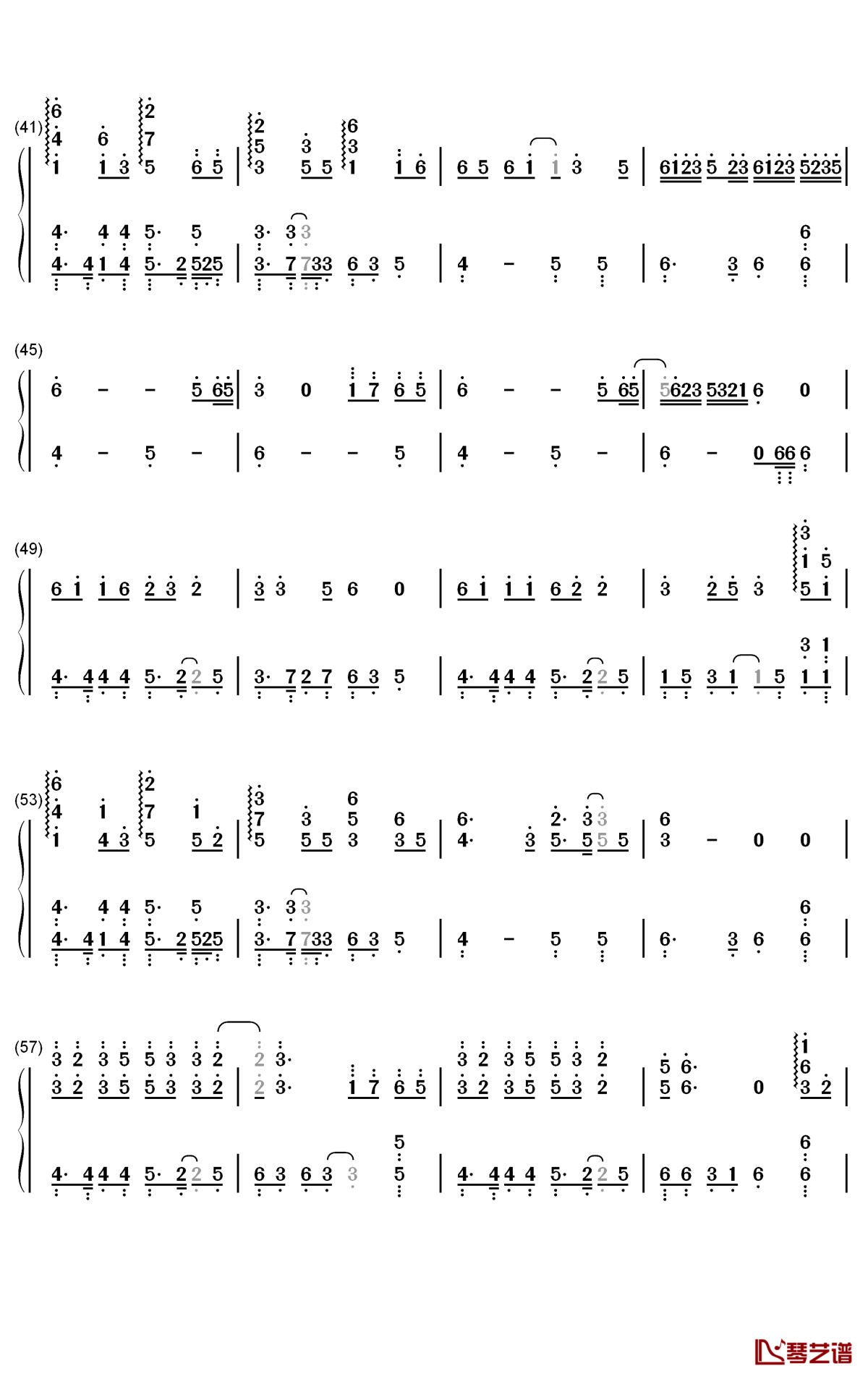 游山恋钢琴简谱-数字双手-海伦3