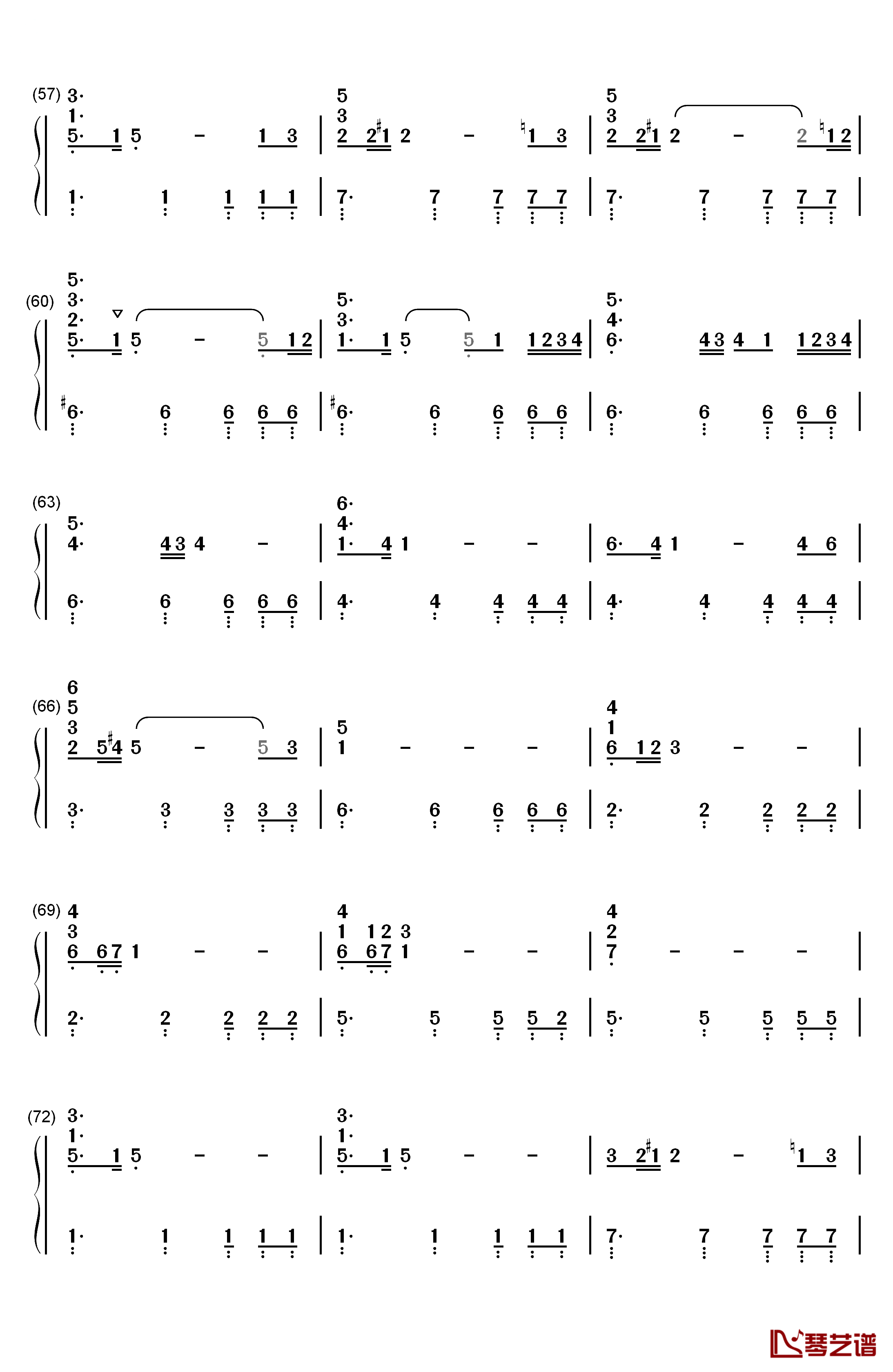 Ocean钢琴简谱-数字双手-永田権太4