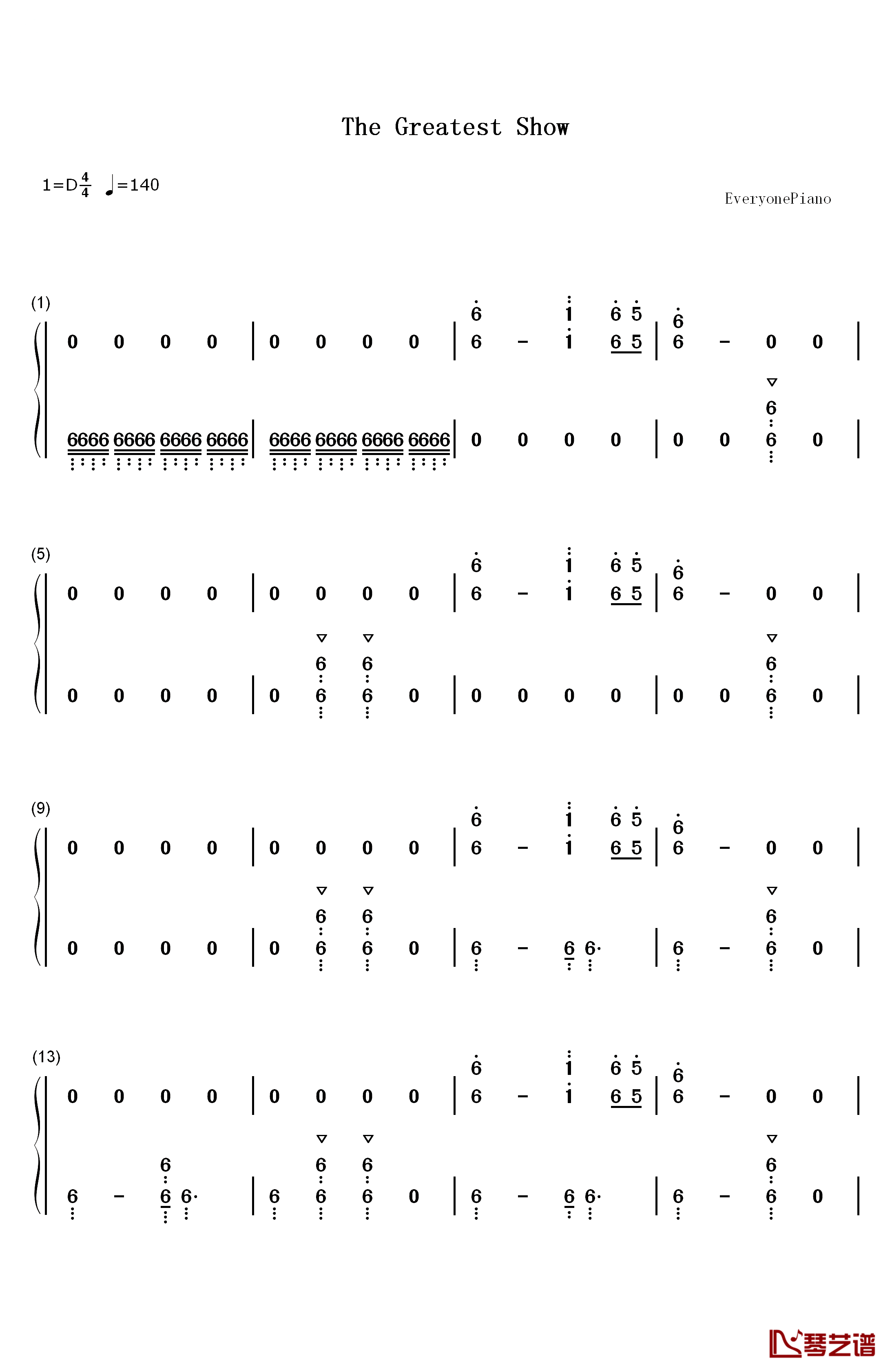 The Greatest Show钢琴简谱-数字双手-Pasek and Paul1