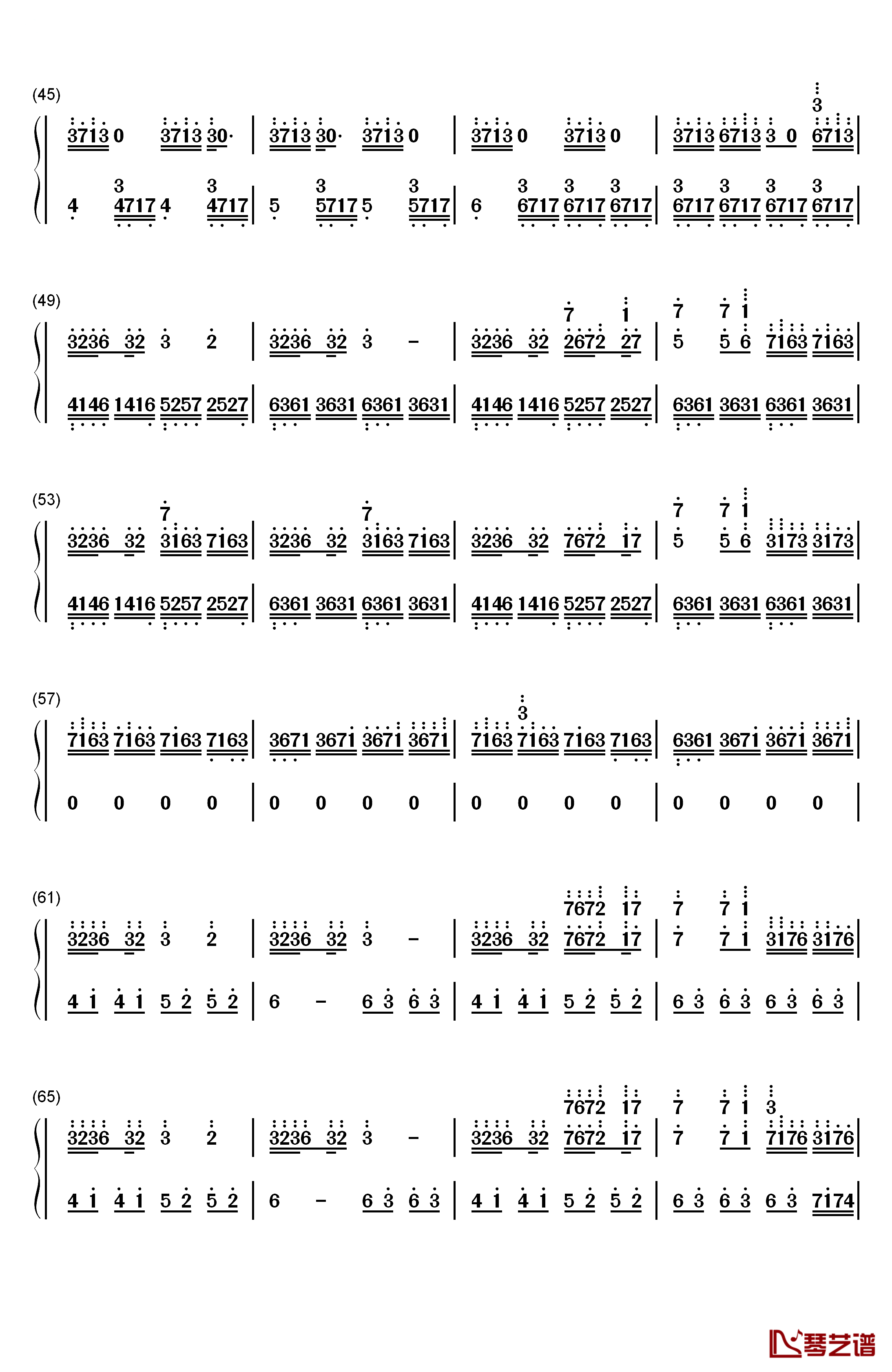 情书钢琴简谱-数字双手-Okawari3