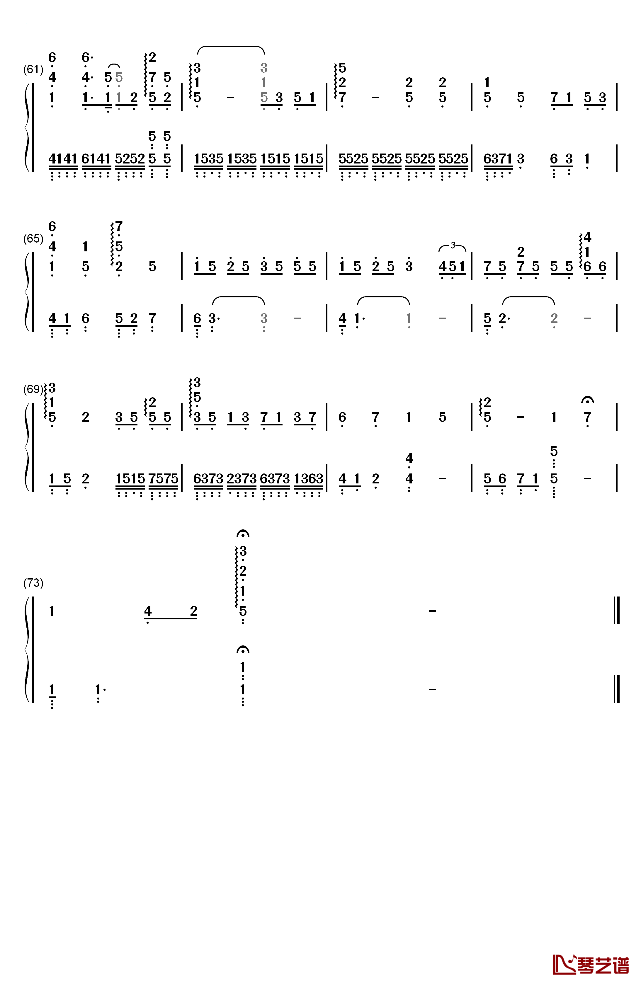 空白格钢琴伴奏钢琴简谱-数字双手-杨宗纬4