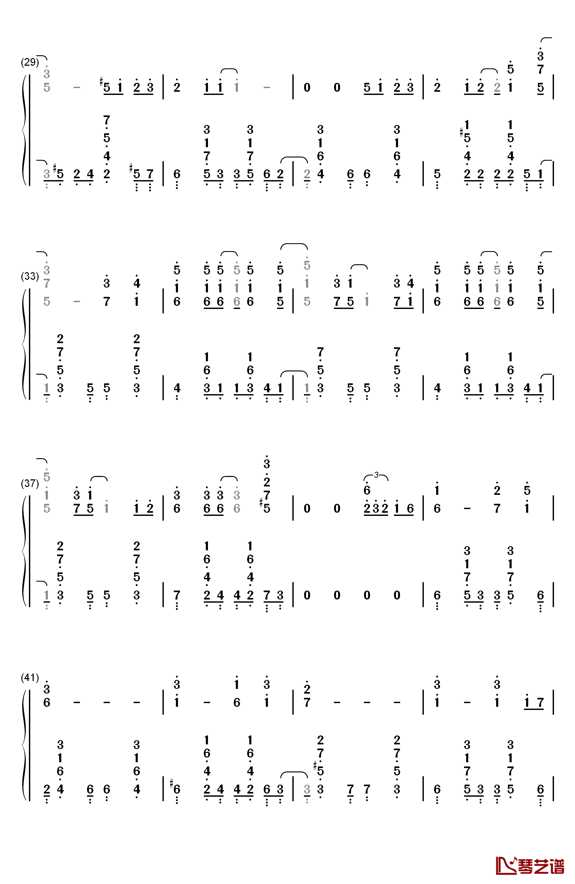 Summer爵士版钢琴简谱-数字双手-久石让3