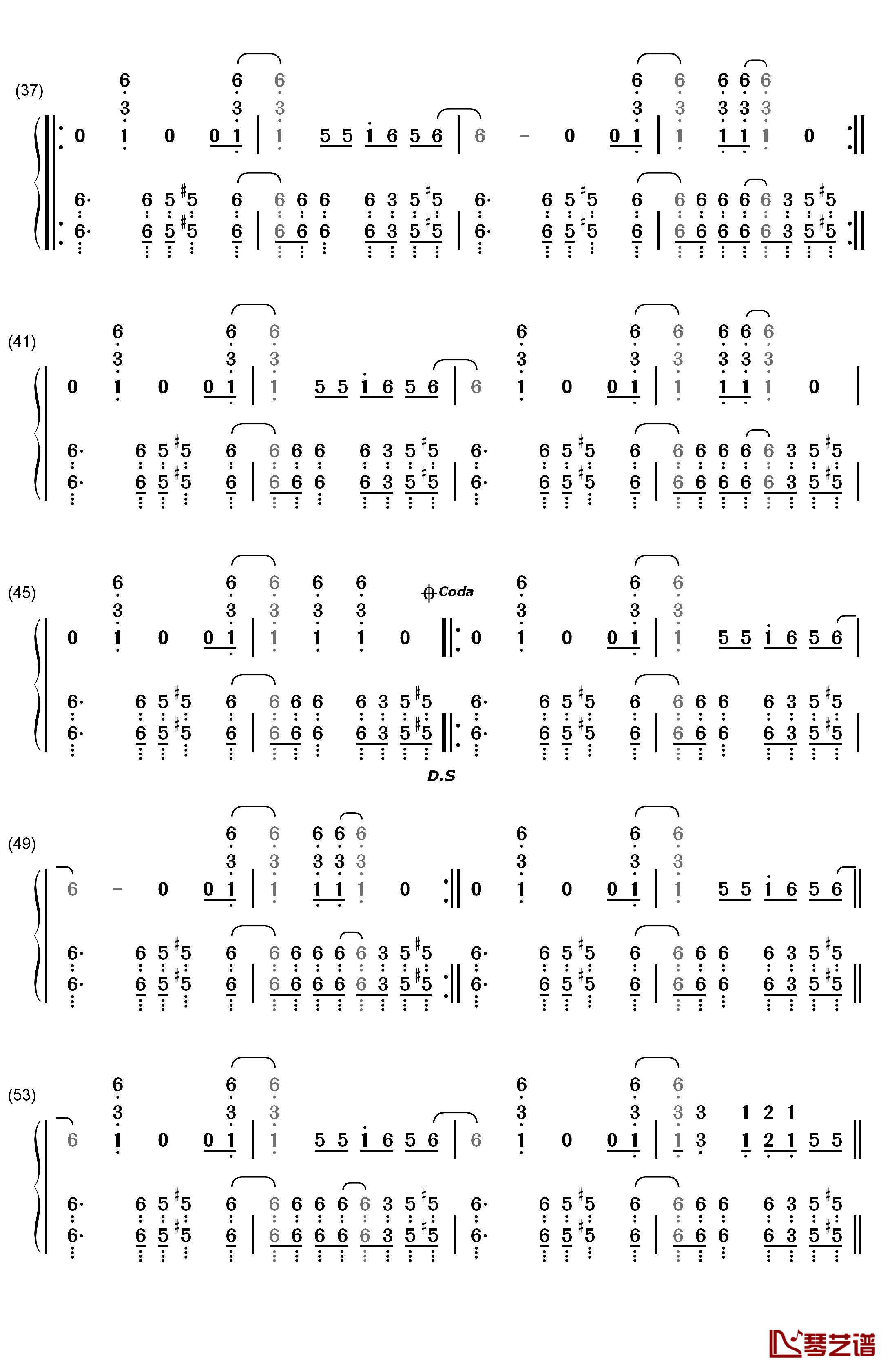 one love数字简谱图片