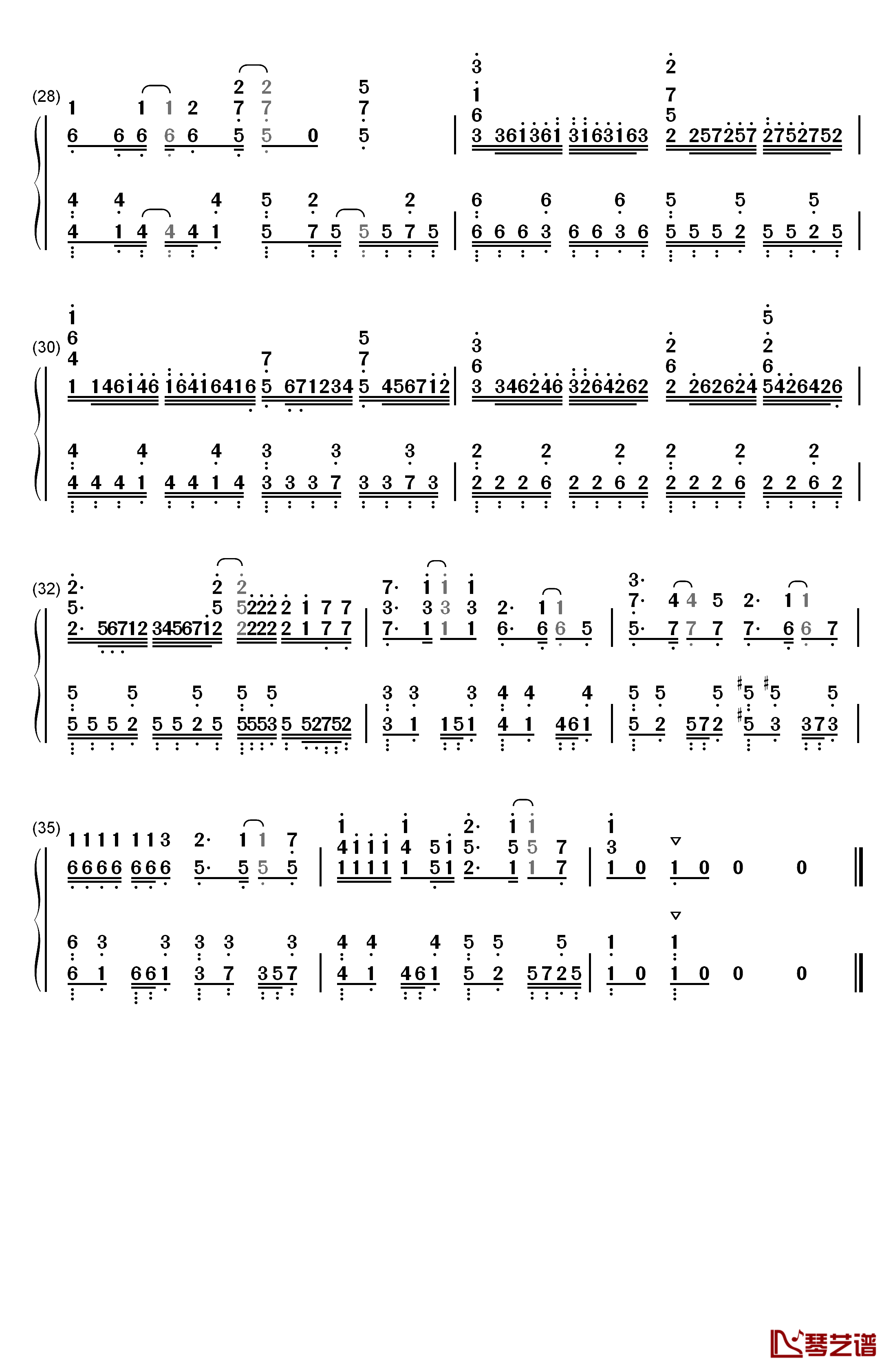 二人なら钢琴简谱-数字双手-BiSH3