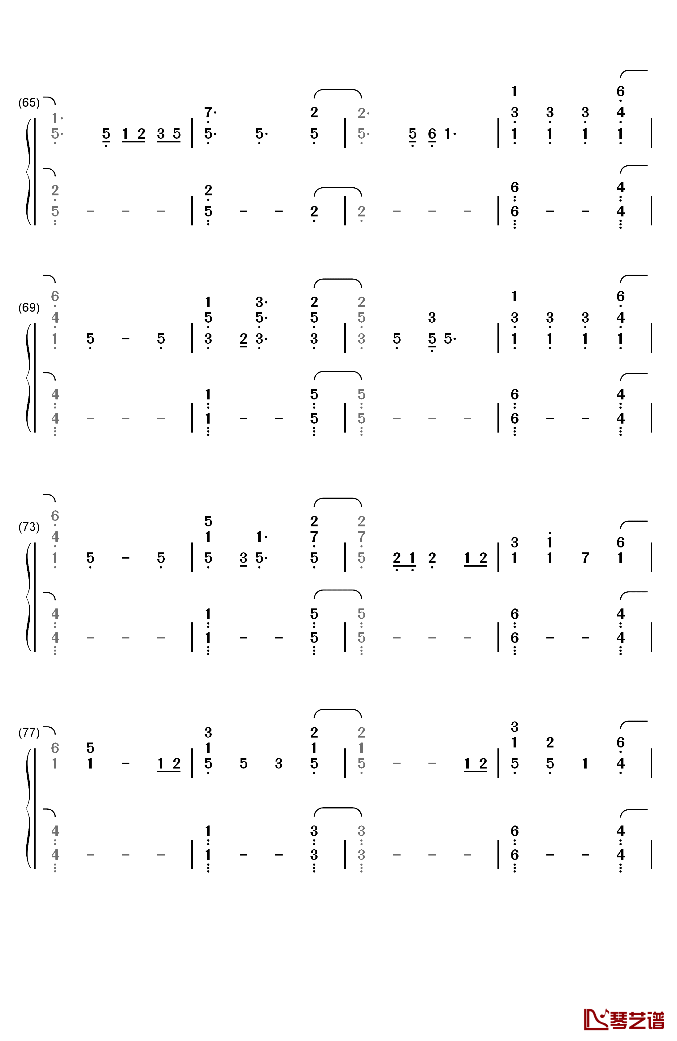 Everglow钢琴简谱-数字双手-Coldplay5