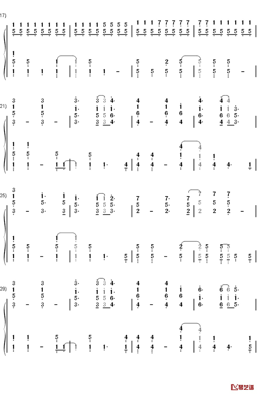 Fix You钢琴简谱-数字双手-Coldplay7