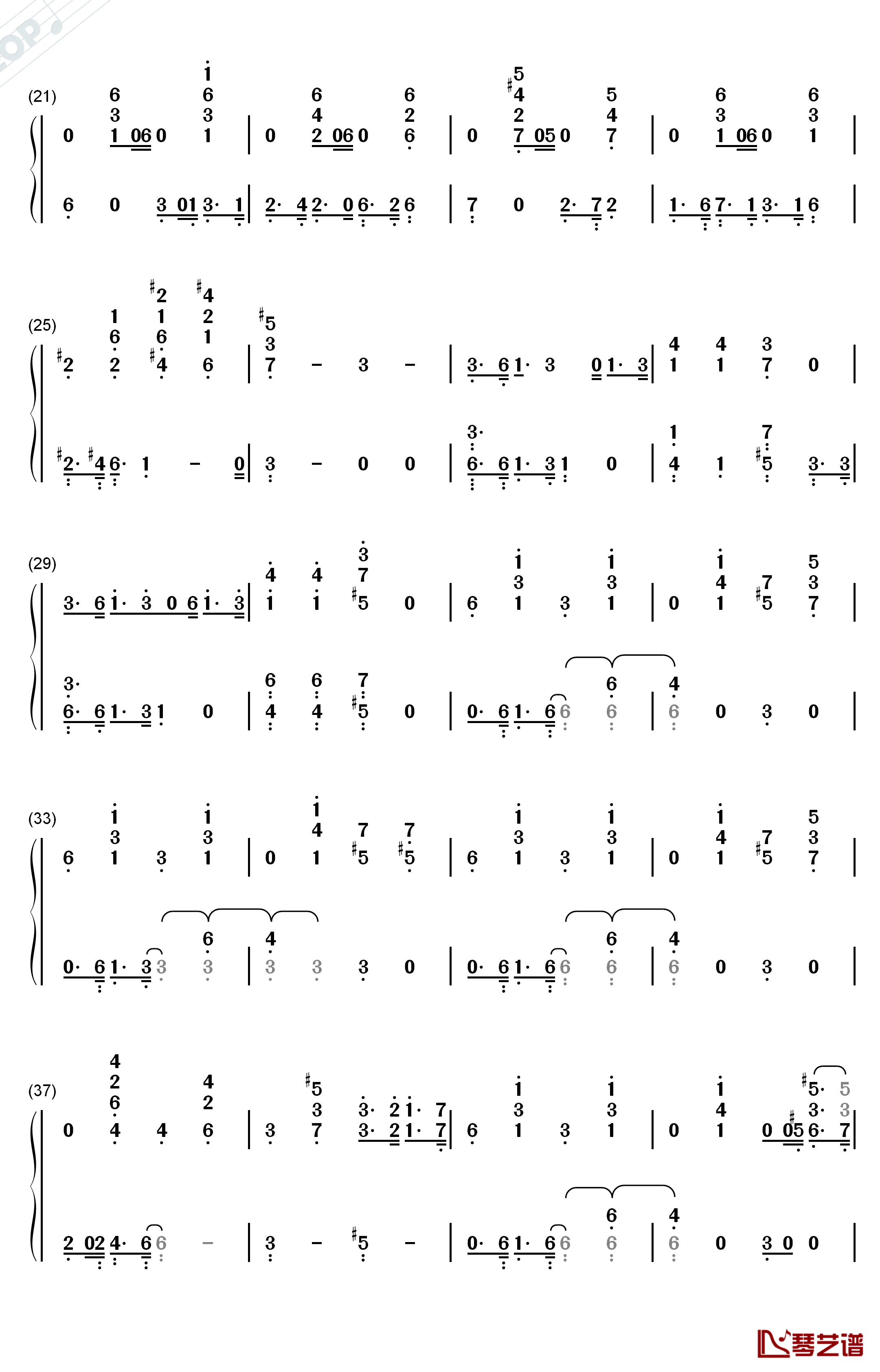 予兆のカッパー钢琴简谱-数字双手-桥本由香利2