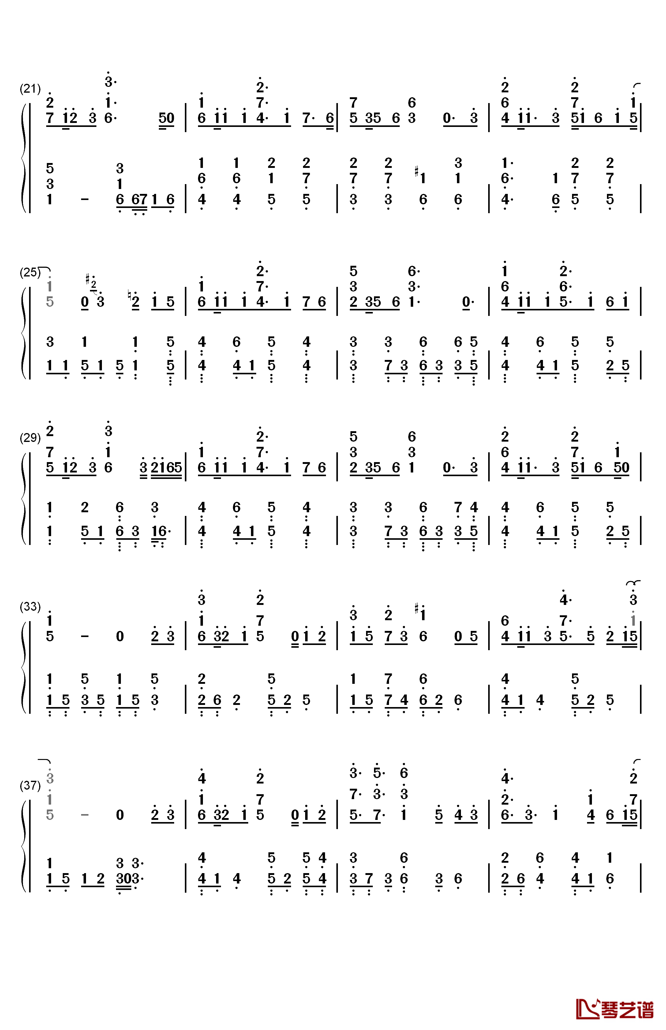 悠悠飘落钢琴简谱-数字双手-sona2