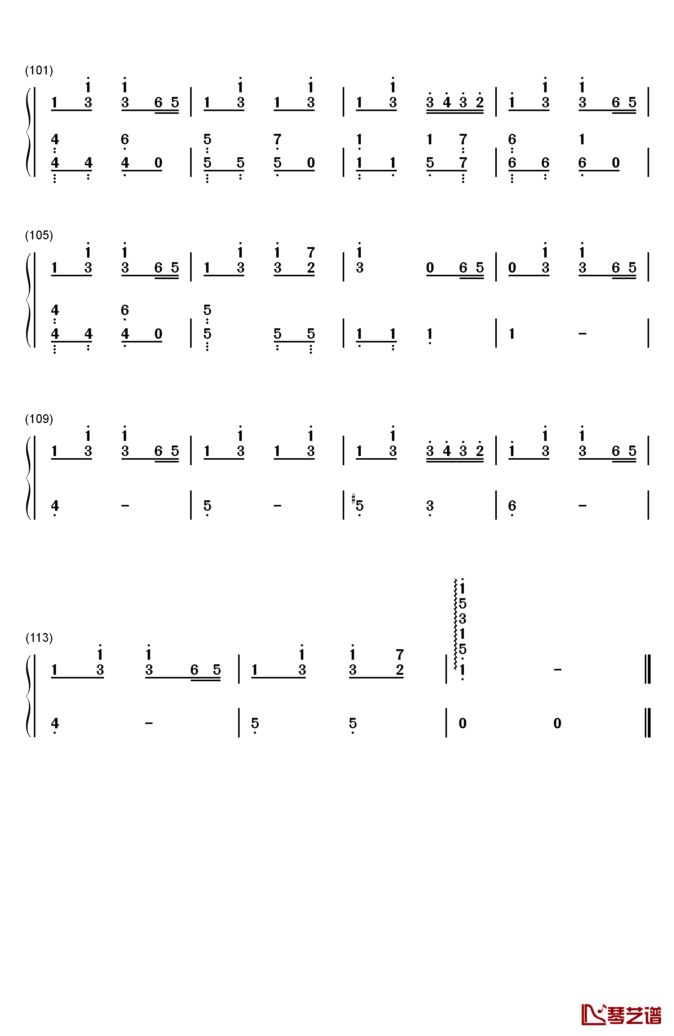 ねこふんじゃった钢琴简谱-数字双手-未知6