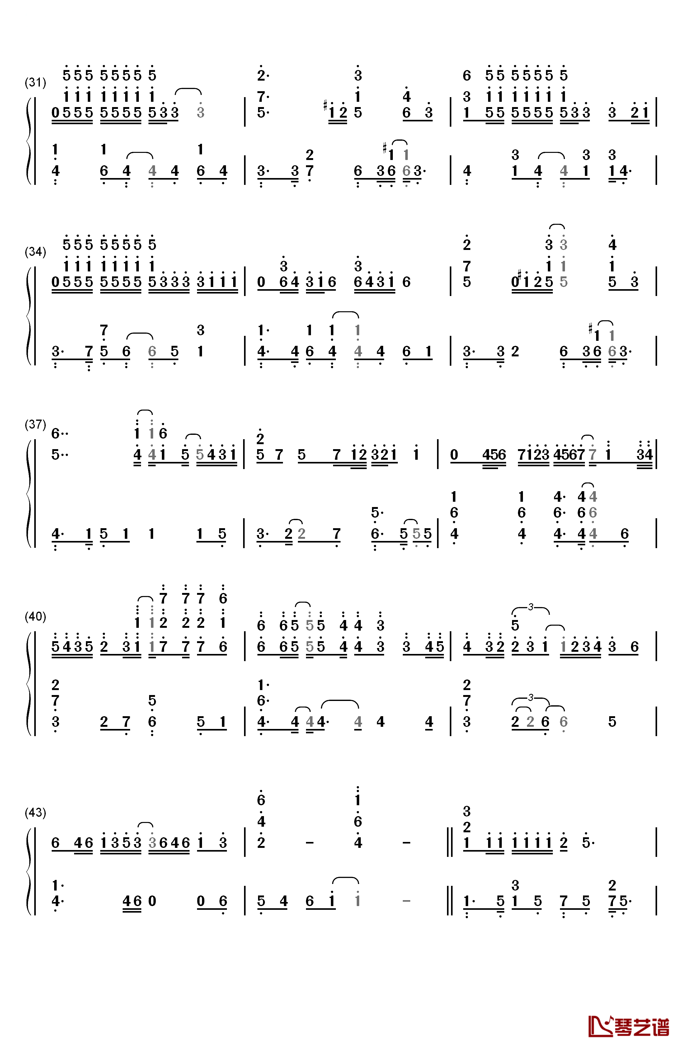 Rain钢琴简谱-数字双手-秦基博3