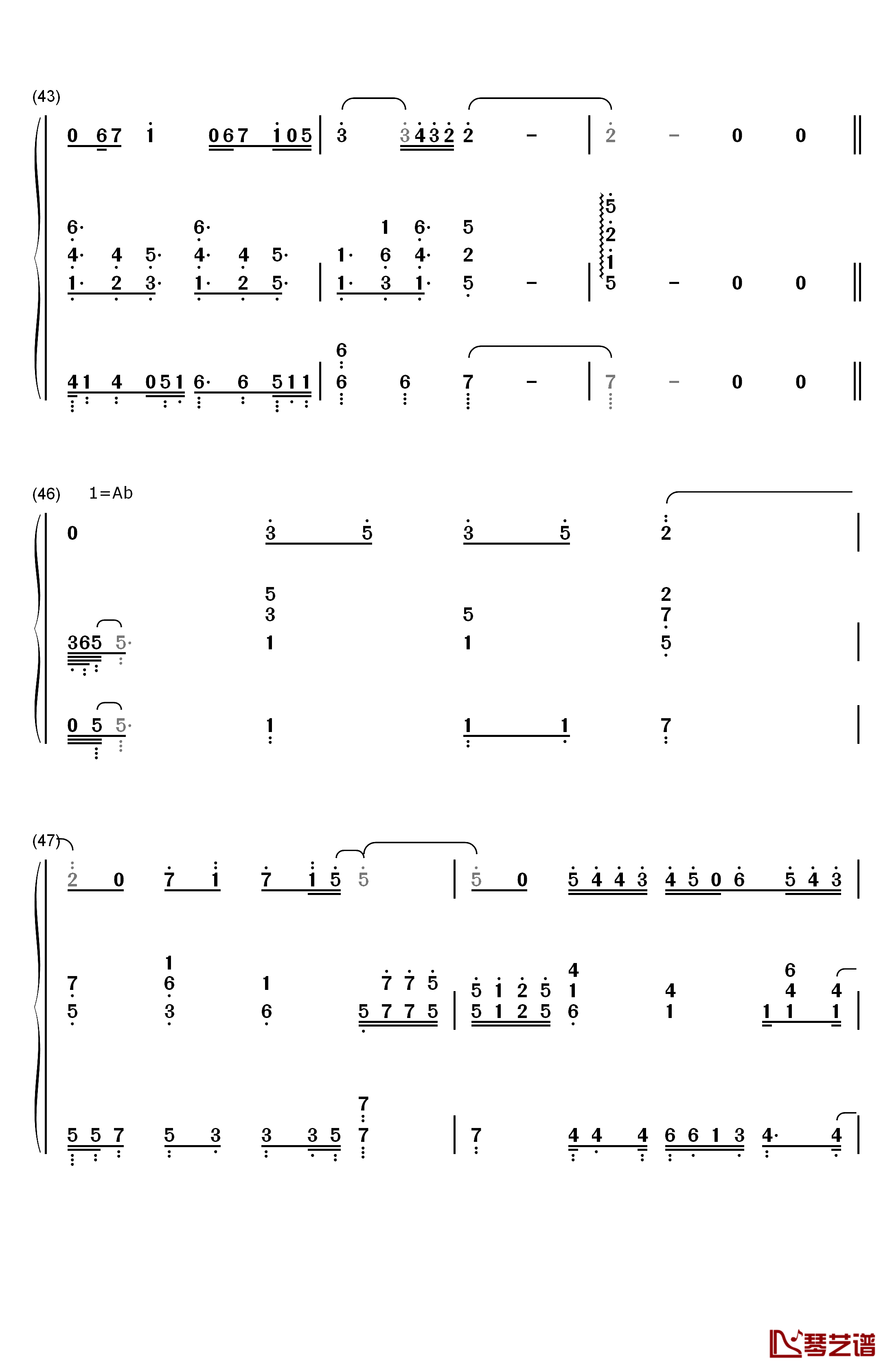 学不会钢琴简谱-数字双手-林俊杰6