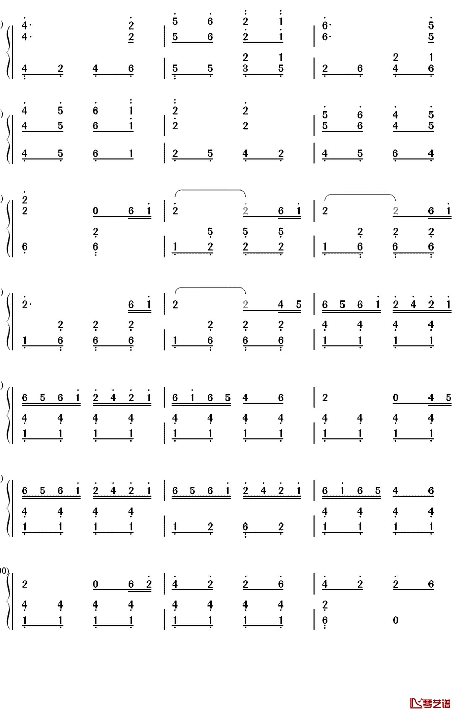 赛马钢琴简谱-数字双手-蒙古族音乐5