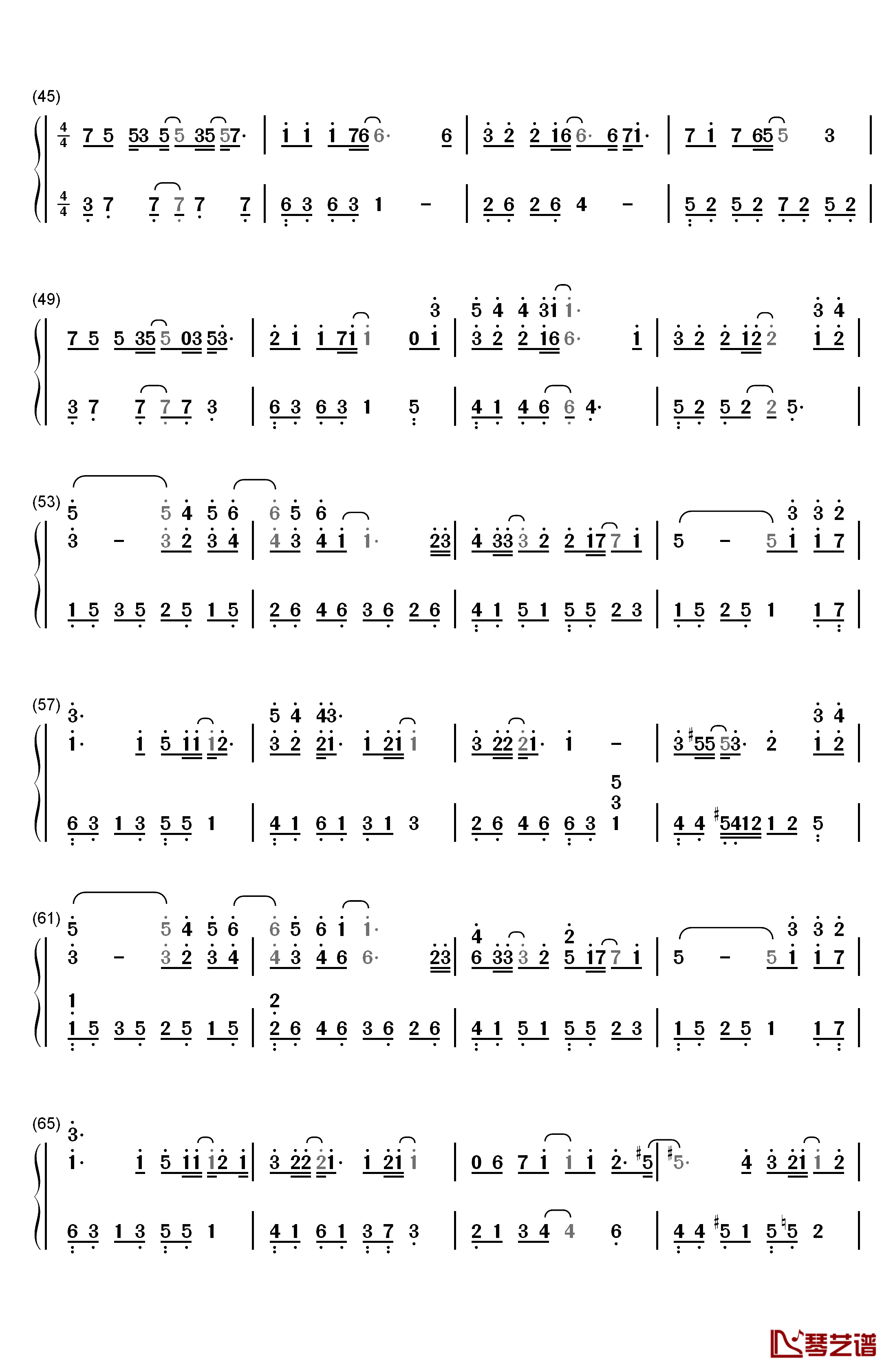 岁月缝花钢琴简谱-数字双手-陈学冬3