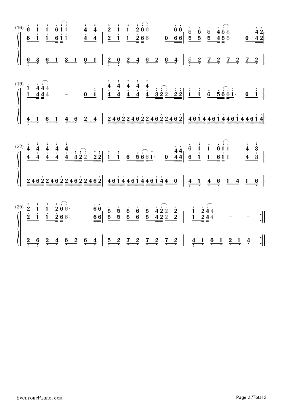 水中花钢琴简谱-数字双手-谭咏麟2