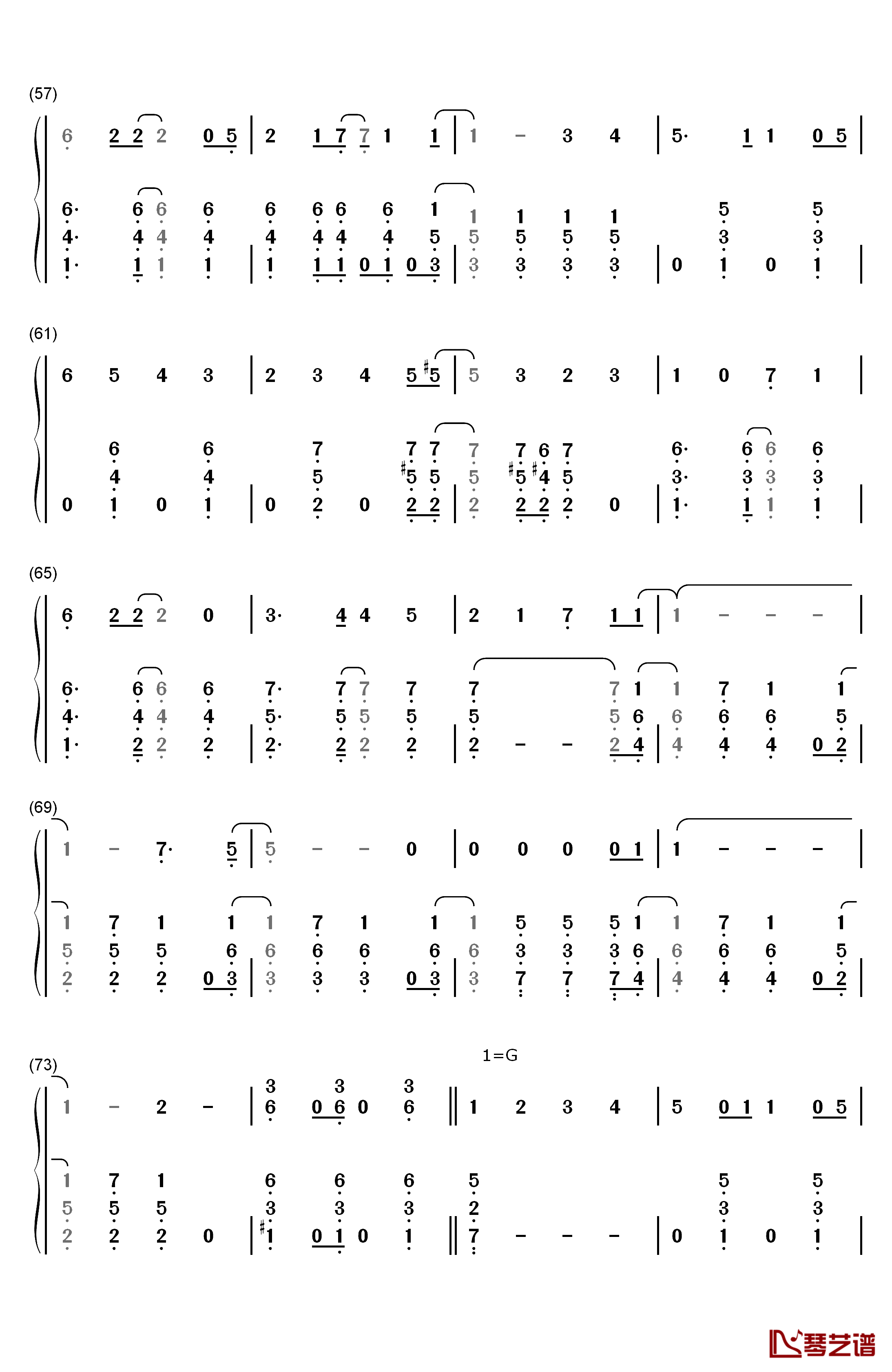 白い雪のプリンセスは钢琴简谱-数字双手-初音未来4