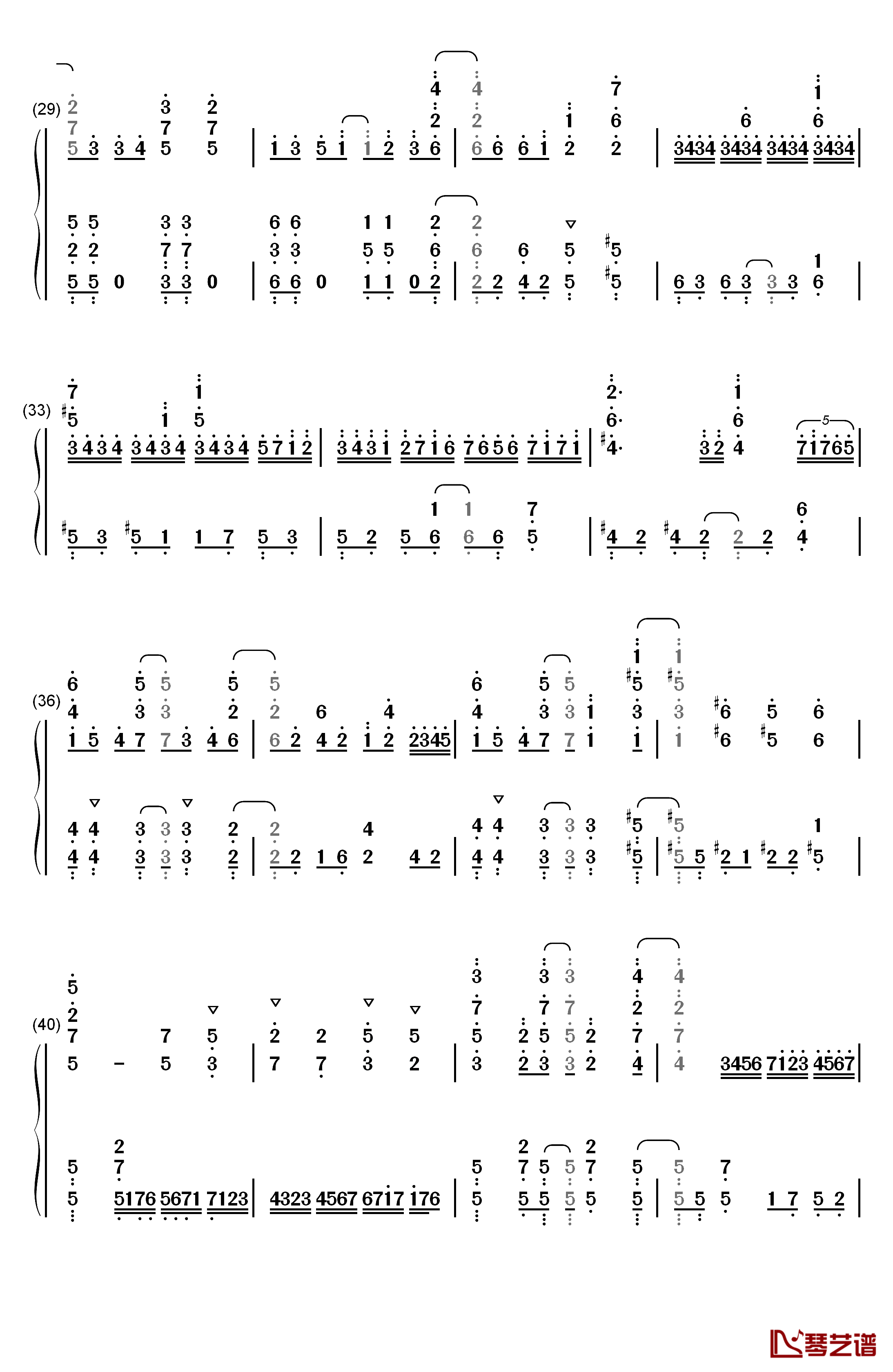 ふたりの羽根钢琴简谱-数字双手-YURiKA3