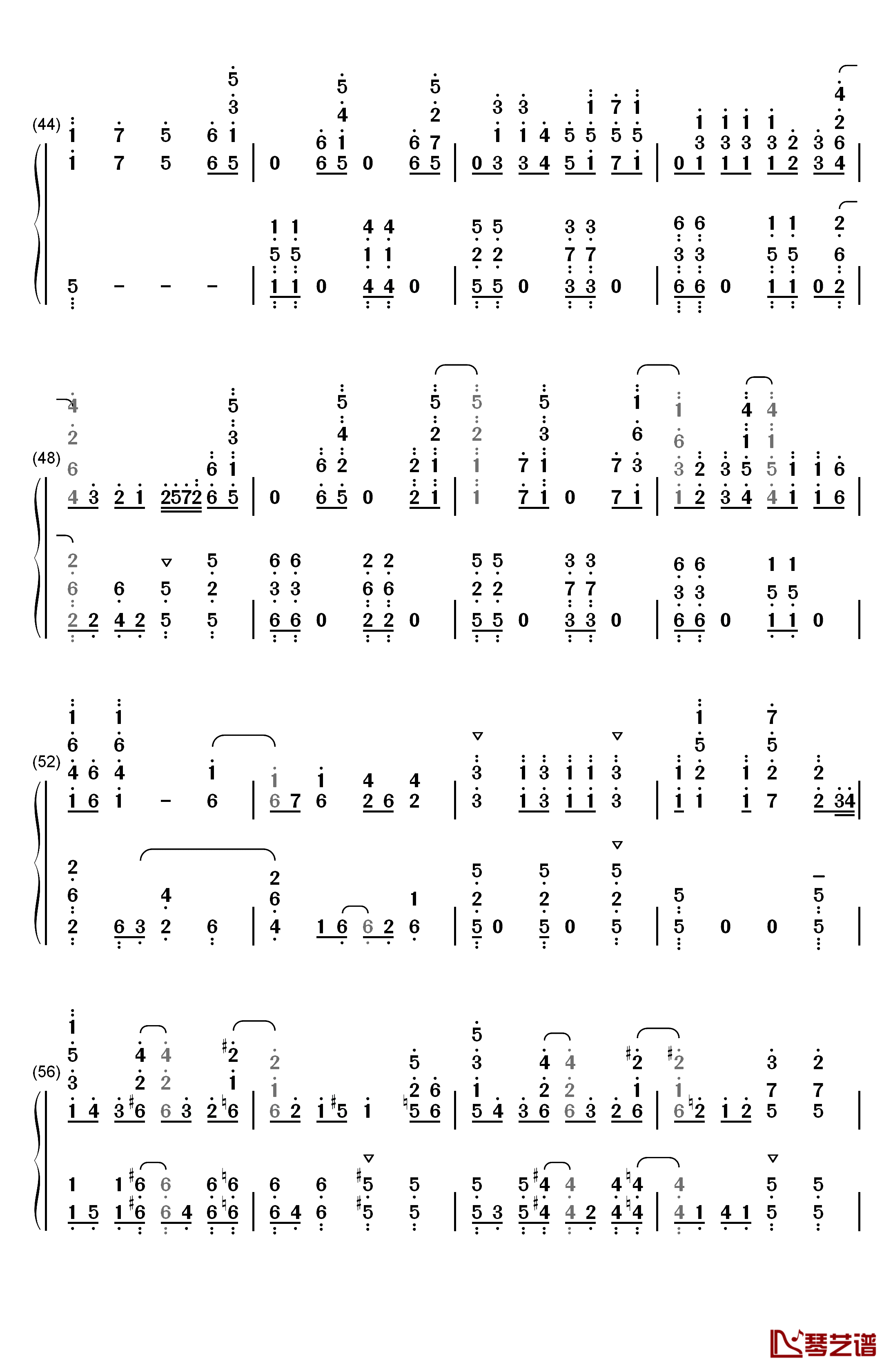 ふたりの羽根钢琴简谱-数字双手-YURiKA4