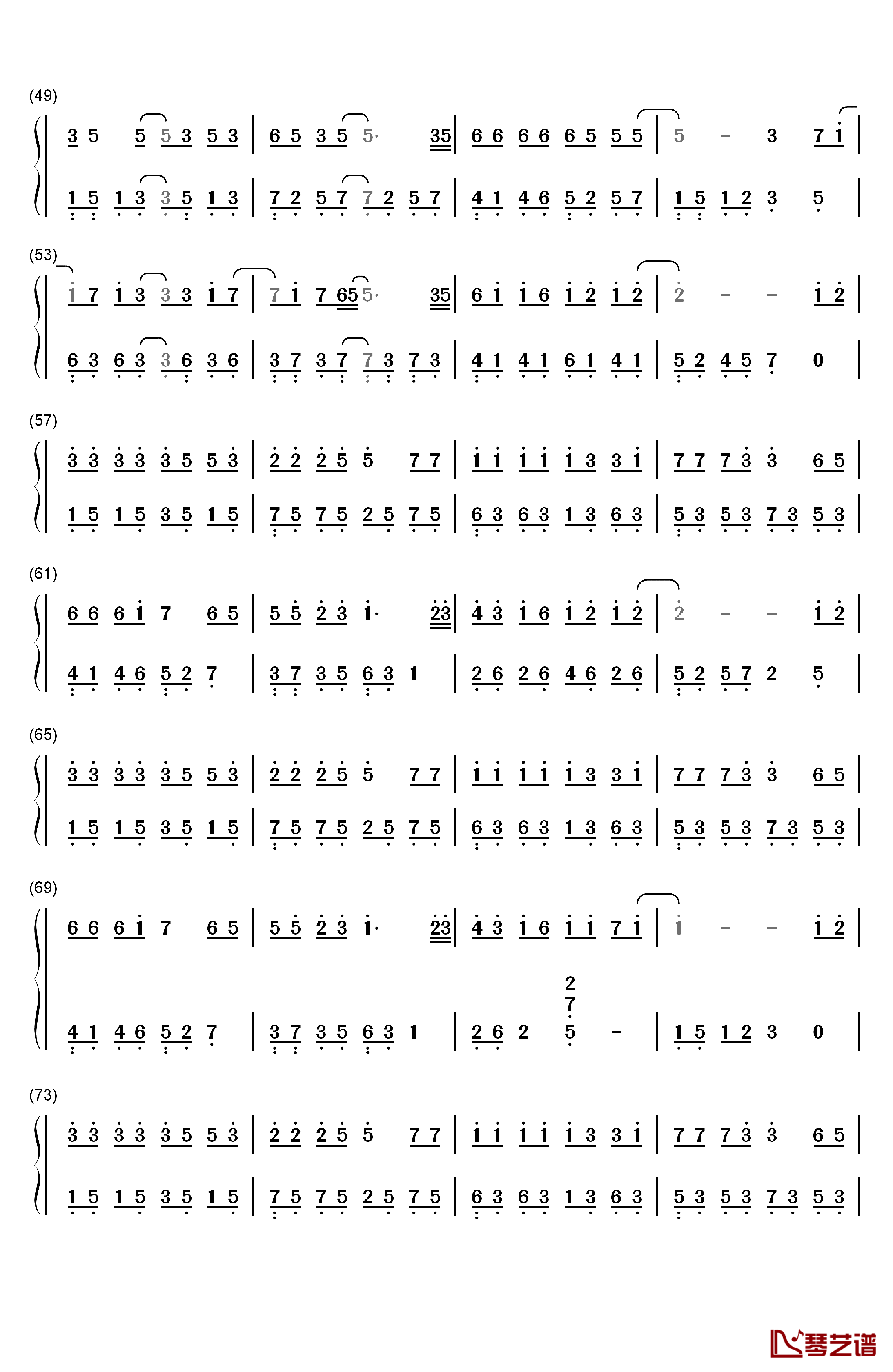 有点甜钢琴简谱-数字双手-汪苏泷 BY23