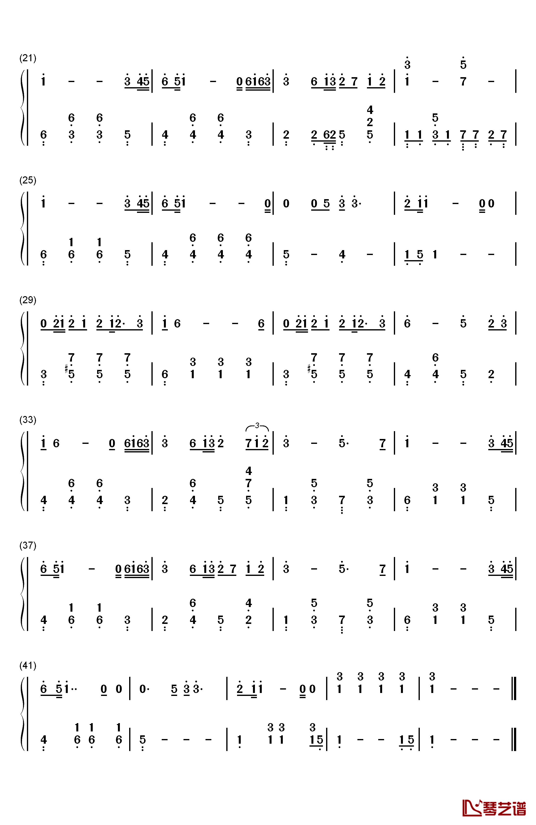 爱很简单钢琴简谱-数字双手-陶喆2