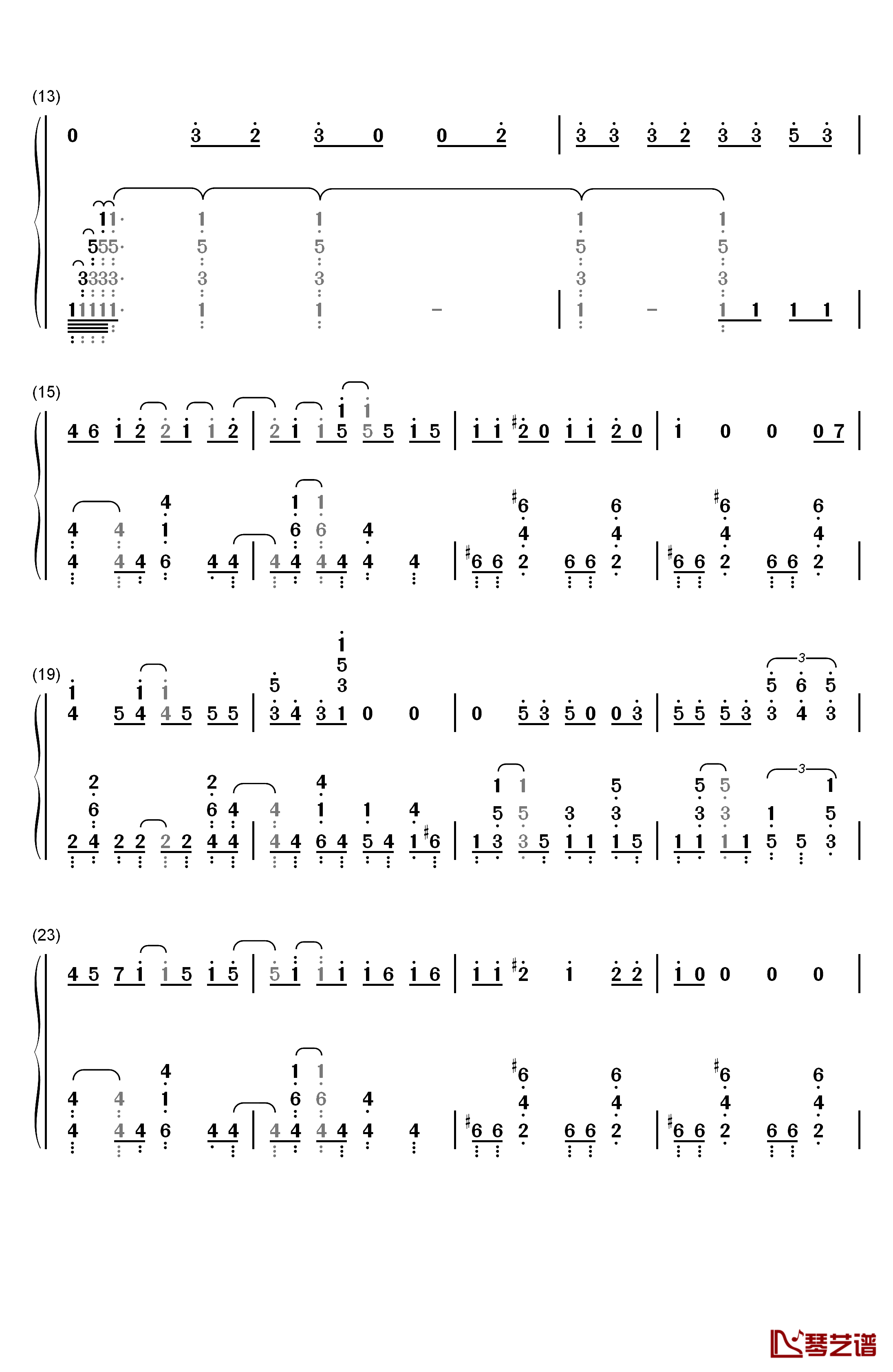 君のせい钢琴简谱-数字双手-The Peggies2