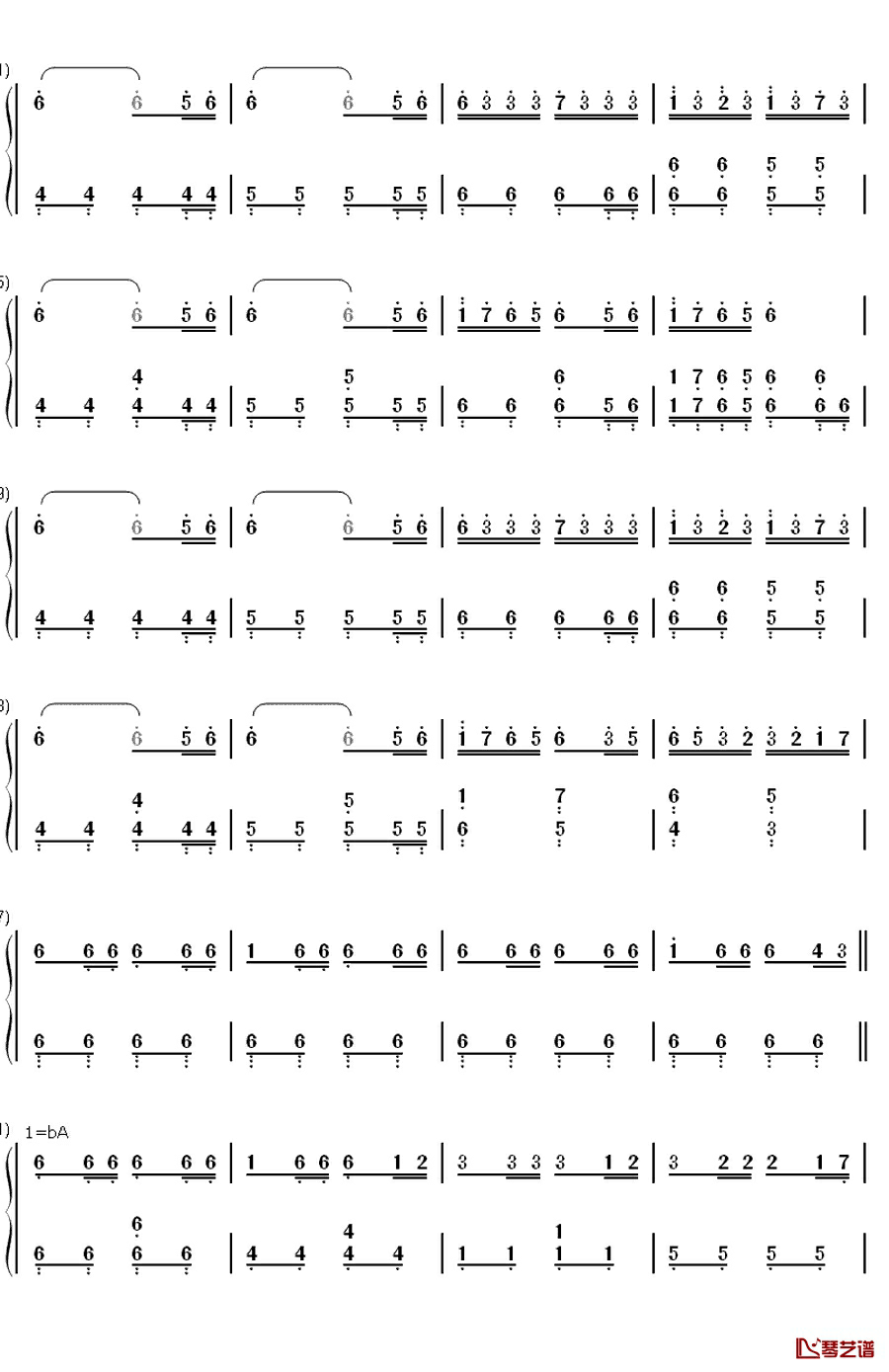 ツナ觉醒钢琴简谱-数字双手-未知2