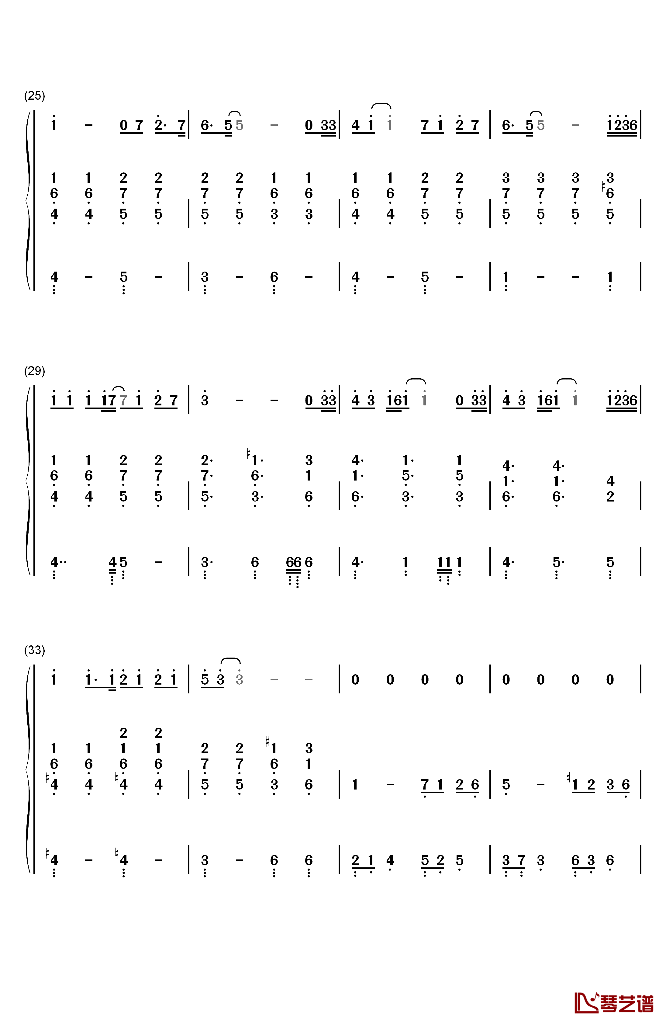 三国駅钢琴简谱-数字双手-Aiko3