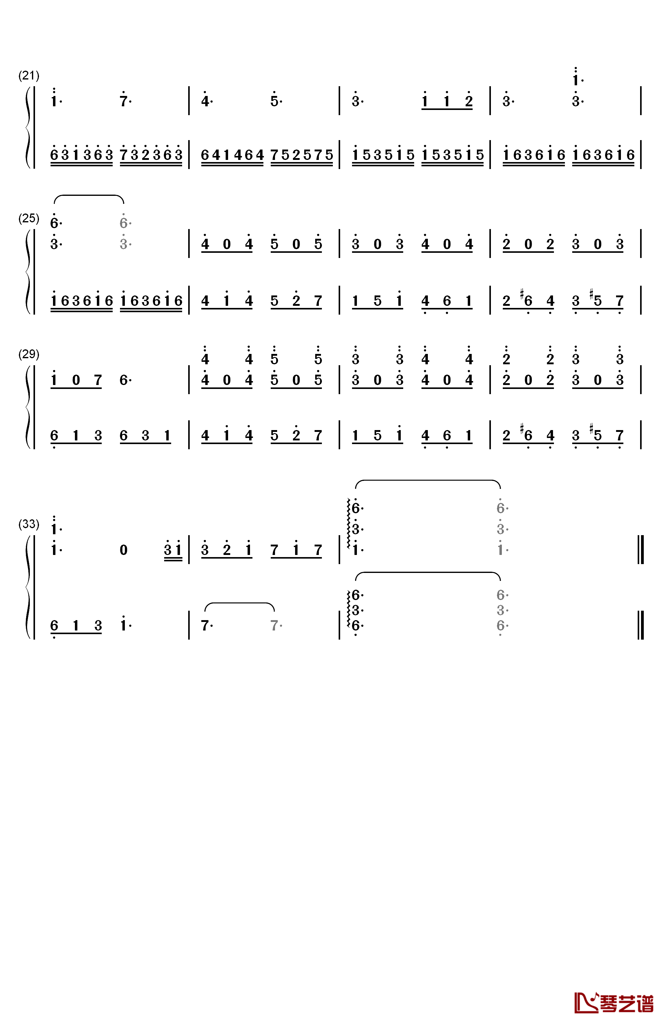 Spring钢琴简谱-数字双手-班得瑞2