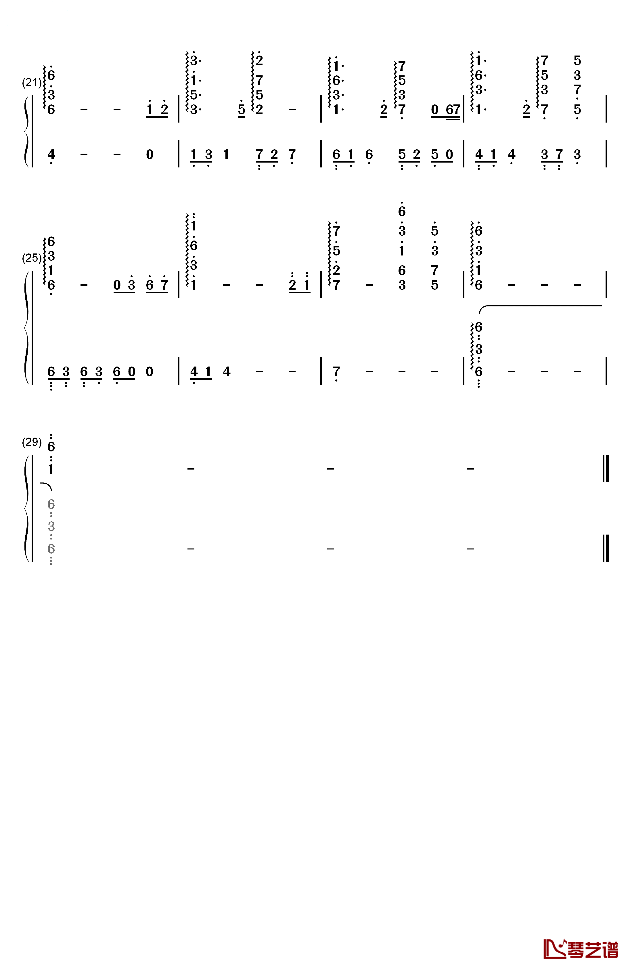 Memory钢琴简谱-数字双手-Arms2